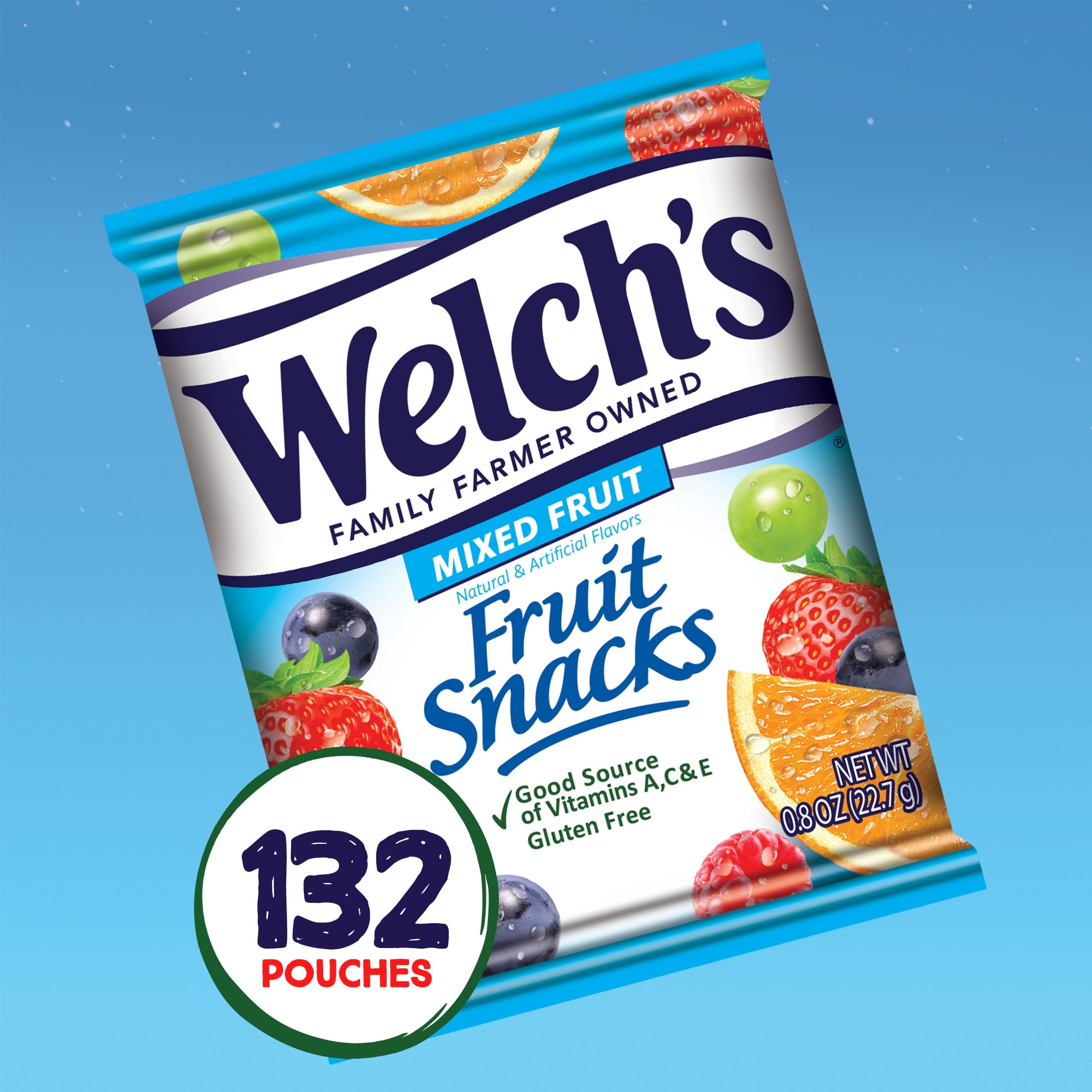 Welch's Mixed Fruit Bulk Fruit Snacks 0.8oz Pouches 132 Count Case