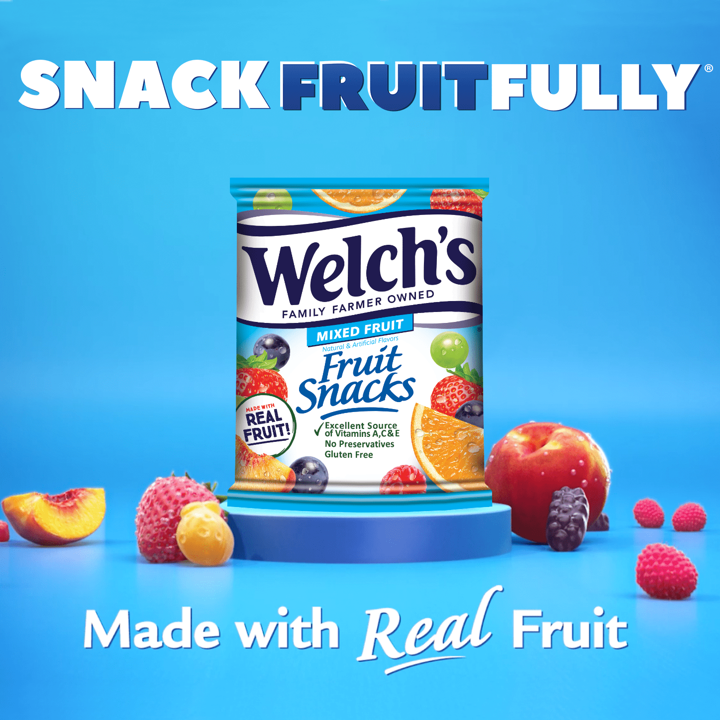 Welch's Mixed Fruit Bulk Fruit Snacks 0.8oz Pouches 132 Count Case