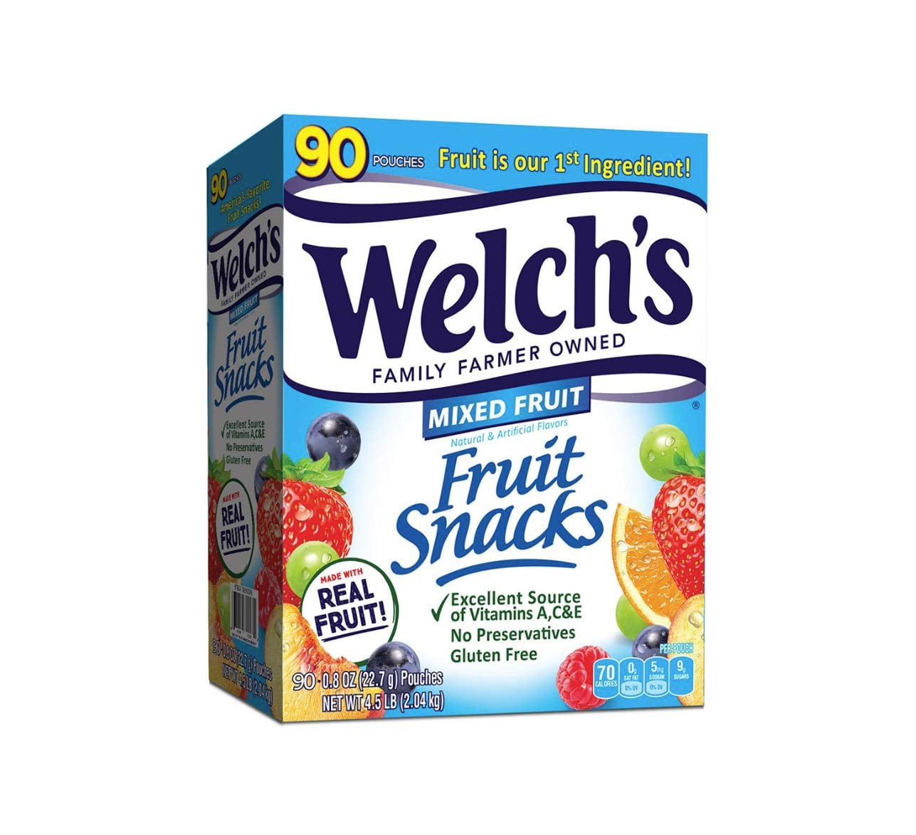 Welchs Mixed Fruit Snacks 90ct 4.5lb for Healthy Snacking