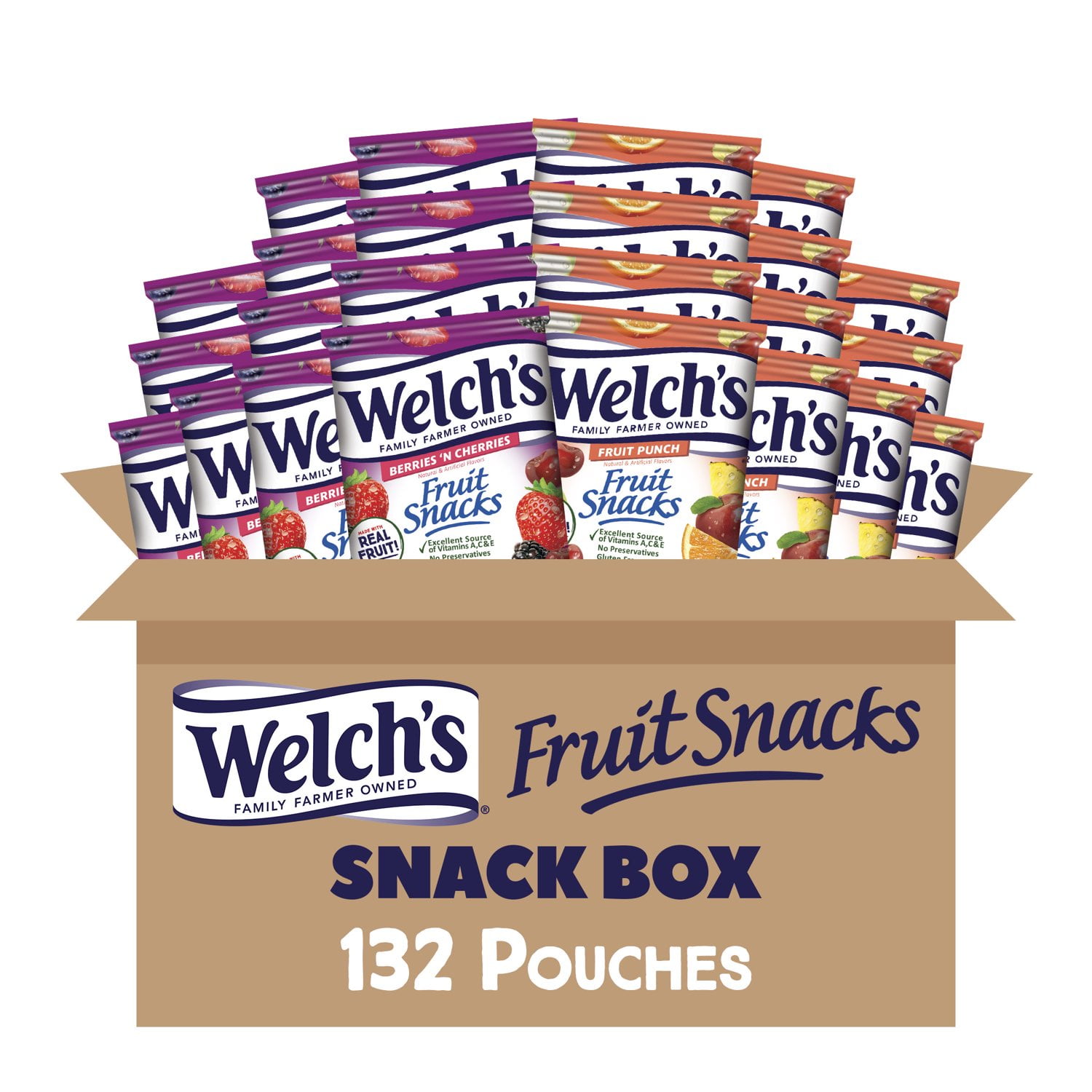 Welch's Fruit Punch Berries N Cherries Bulk Snacks Variety Pack 0.8oz Pouches