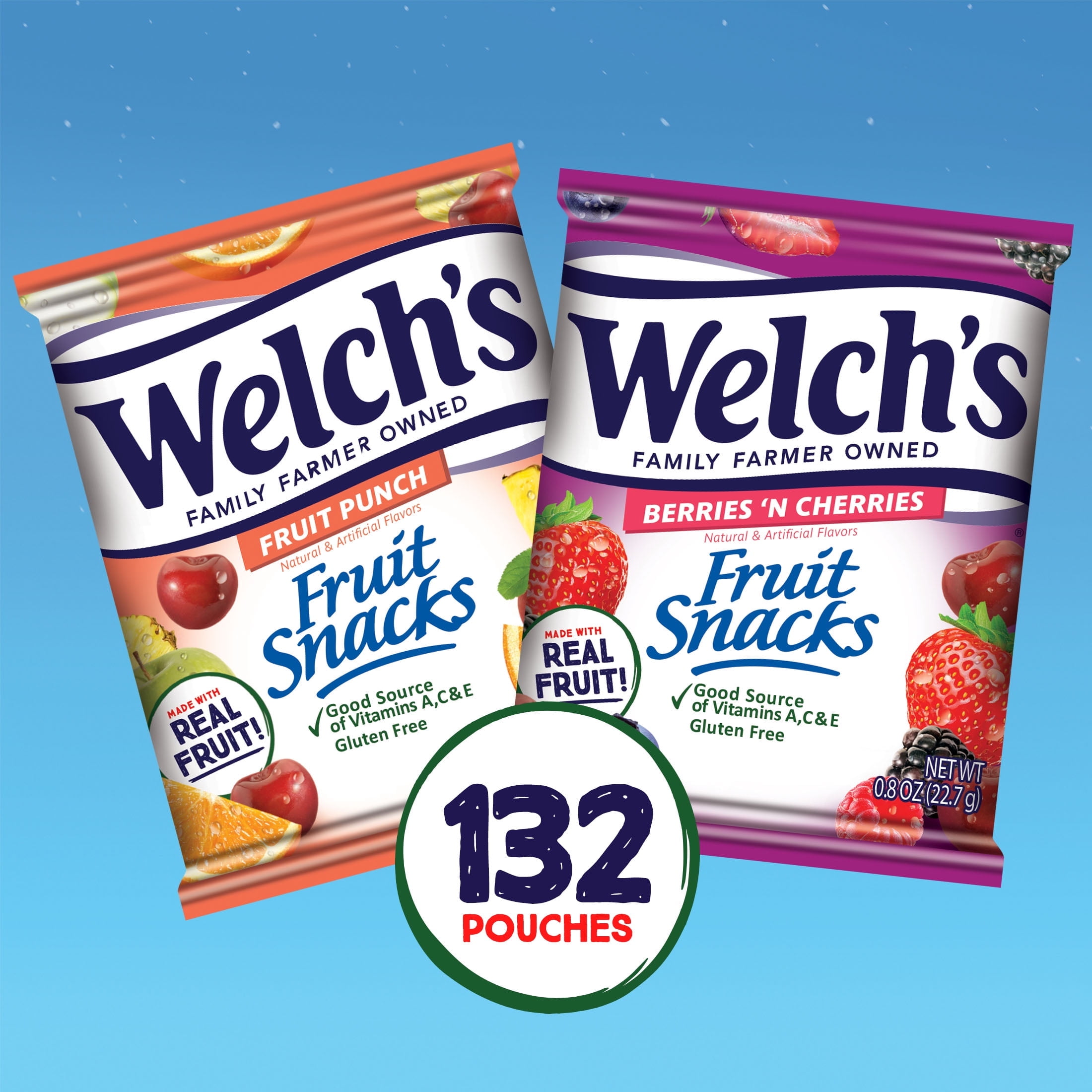 Welch's Fruit Punch Berries N Cherries Bulk Snacks Variety Pack 0.8oz Pouches