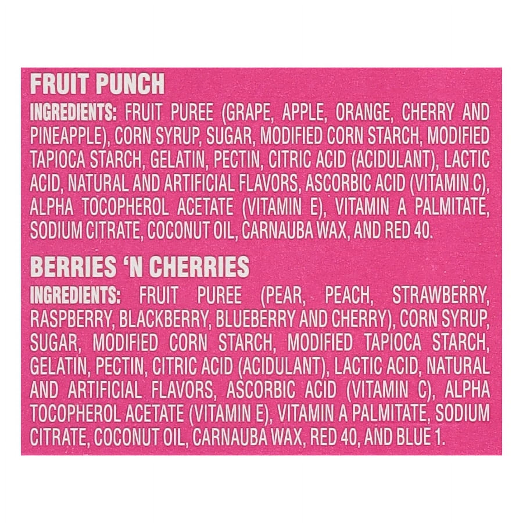 Welch's Fruit Punch Berries N Cherries Bulk Snacks Variety Pack 0.8oz Pouches