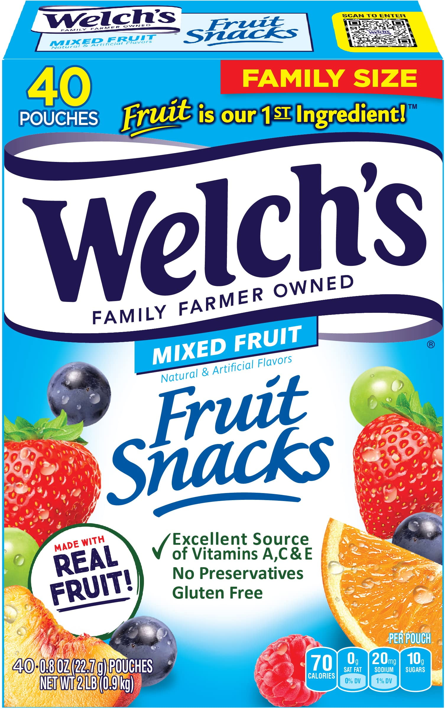 Welchs Fruit Snacks Mixed Fruit 32oz 40ct Pack of 14