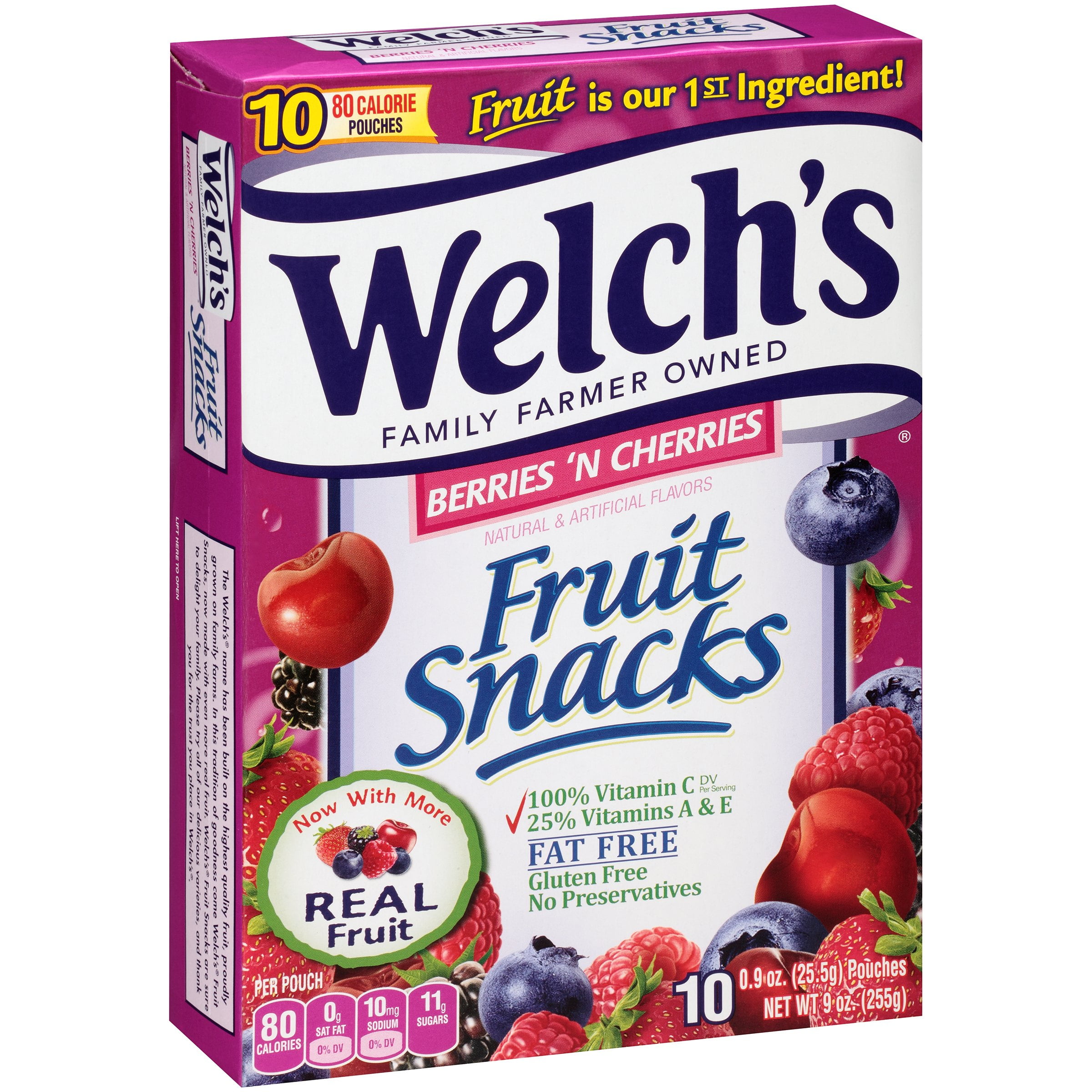 Welchs Fruit Snacks Berries N Cherries 09 Oz 10 Ct