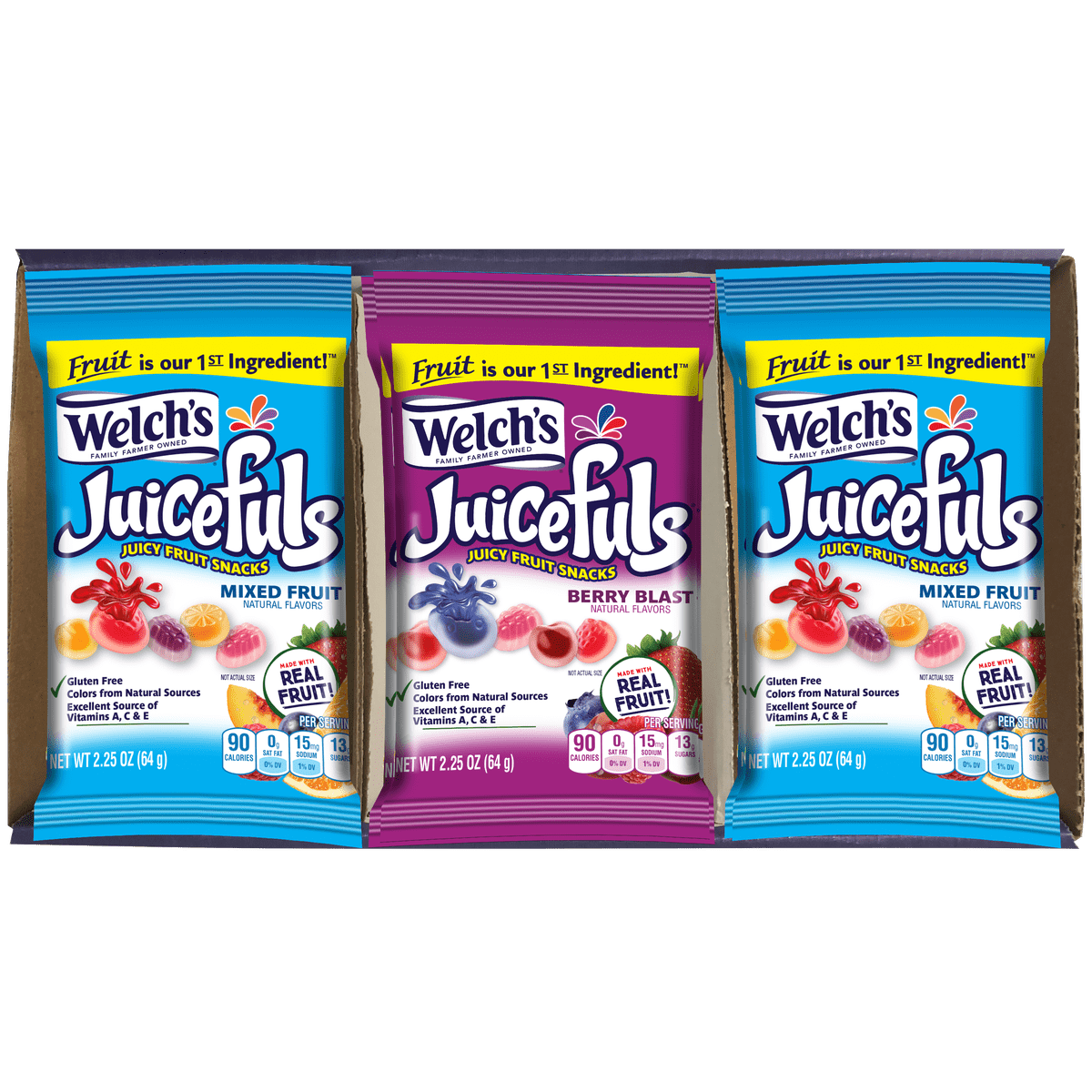 Welchs Juicefuls Juicy Fruit Snacks Variety Pack 15 Bags 2.25 oz 64g