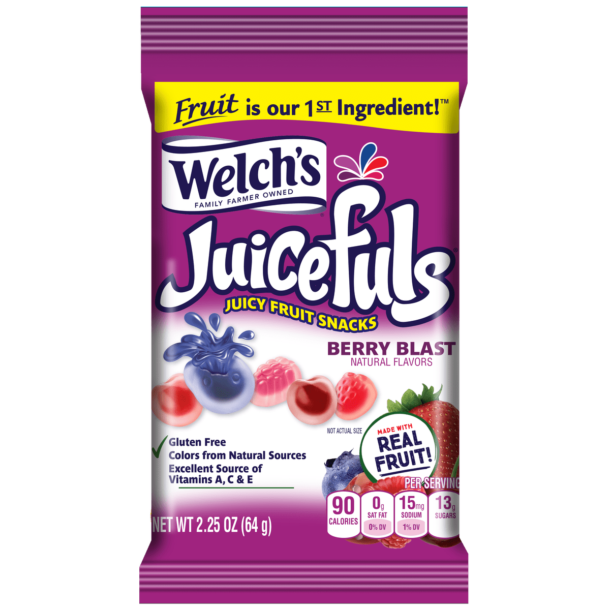 Welchs Juicefuls Juicy Fruit Snacks Variety Pack 15 Bags 2.25 oz 64g