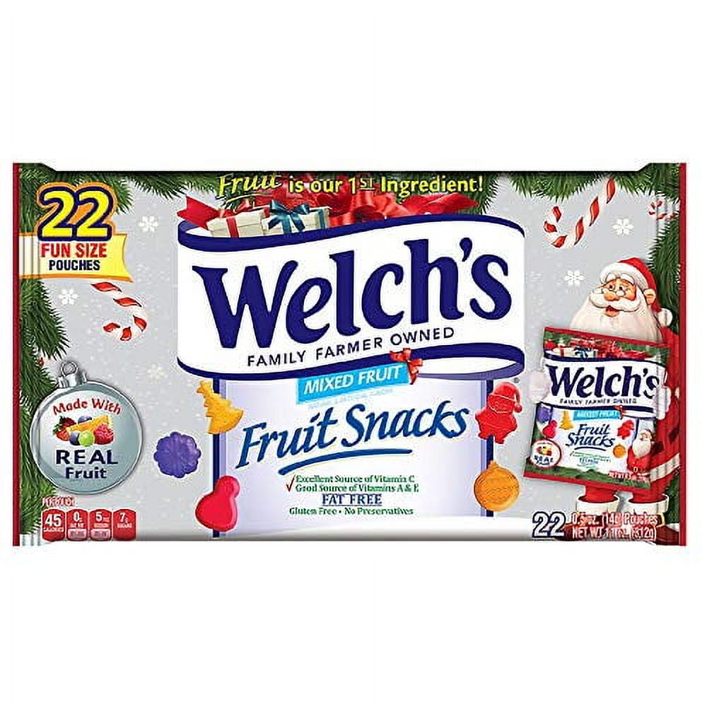 Welchs 1 Bag Fruit Snacks Mixed Fruit Flavor Holiday Christmas Edition with Festive Shapes Made with Real Fruit 22 Fun Size Pouches