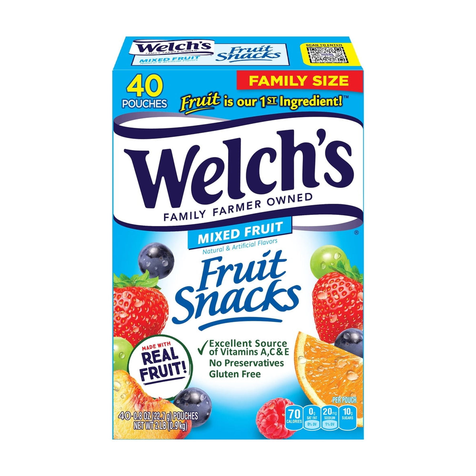 Welchs Fruit Snacks Mixed Fruit 32oz 40ct Pack of 3