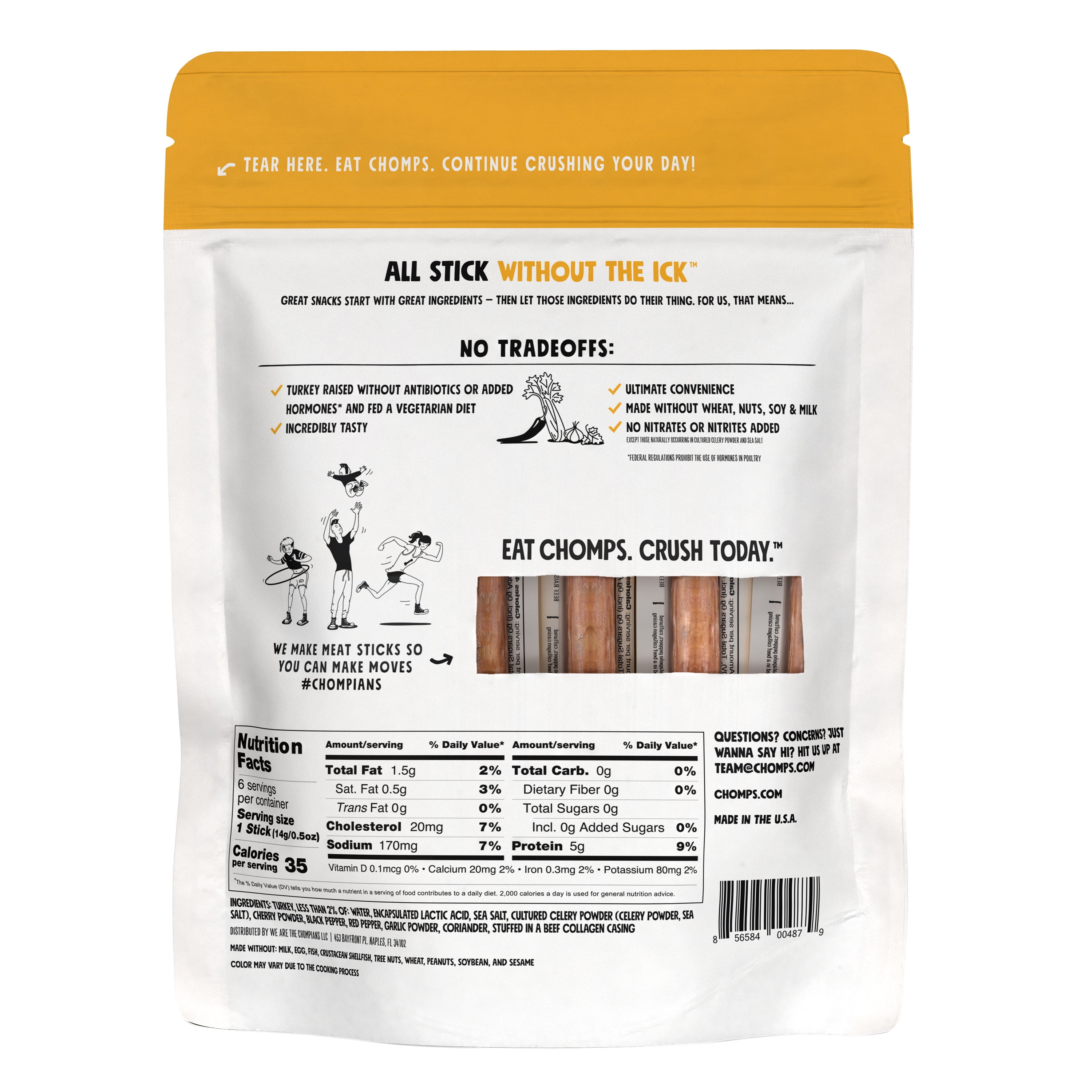 Chomps Mini Antibiotic-Free Original Turkey Chomplings 6 Pack 0.5oz Sticks