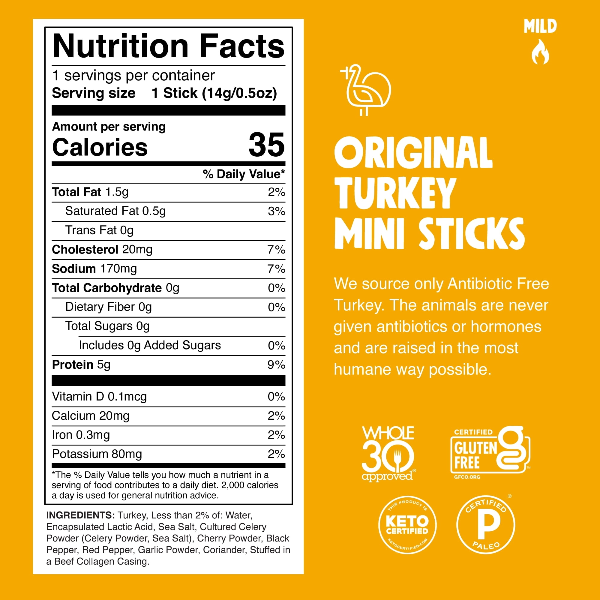 Chomps Mini Antibiotic-Free Original Turkey Chomplings 6 Pack 0.5oz Sticks