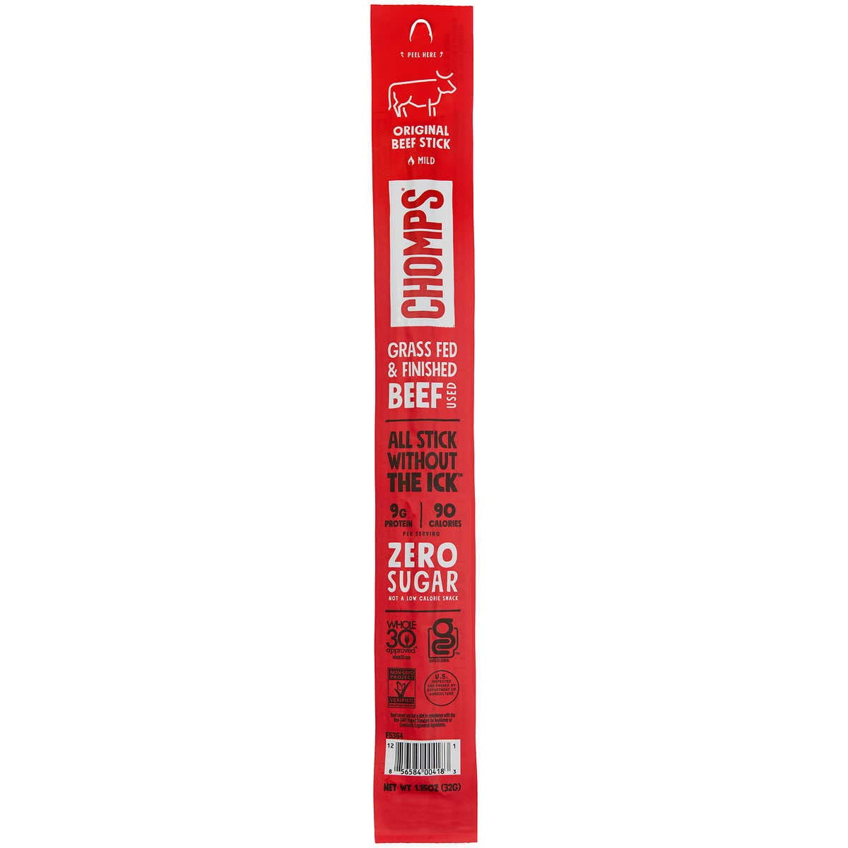 Chomps Original Zero Sugar Beef Sticks Without Antibiotics or Added Hormones Mild 1.15 oz 12 ct