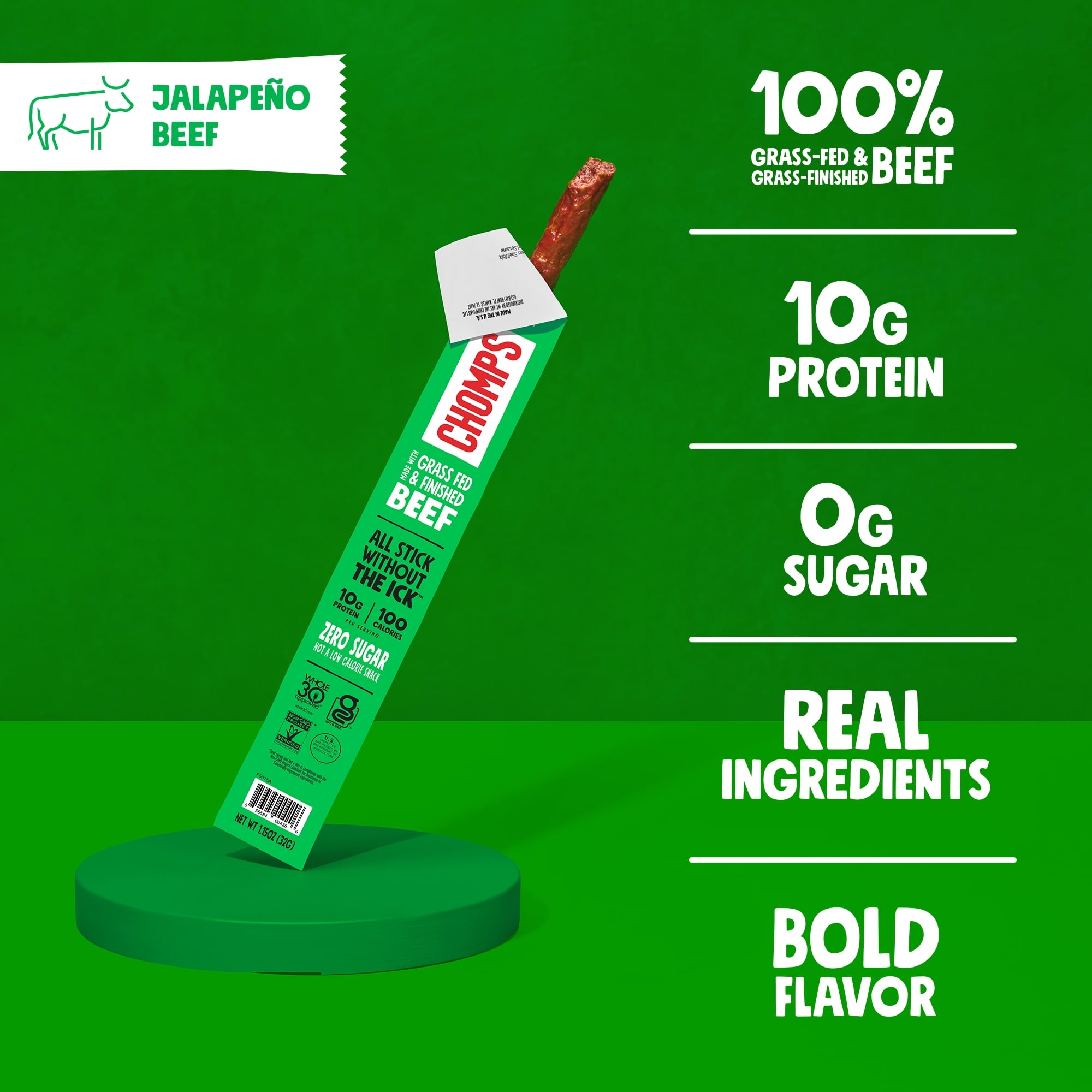 Chomps Jalapeño Grass-Fed Beef Snack Stick 1.15oz