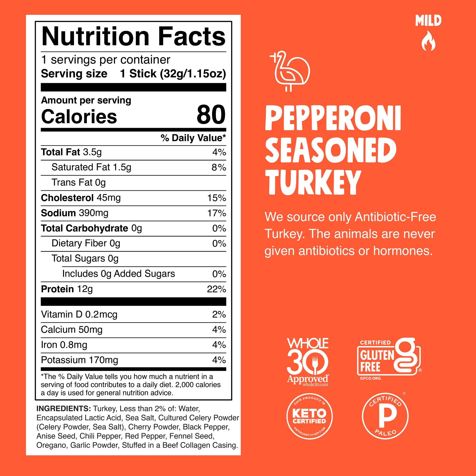 CHOMPS ANTIBIOTIC FREE PEPPERONI TURKEY STICK 1.15OZ - TASTY SNACK CHOICE FOR HEALTH-CONSCIOUS CONSUMERS