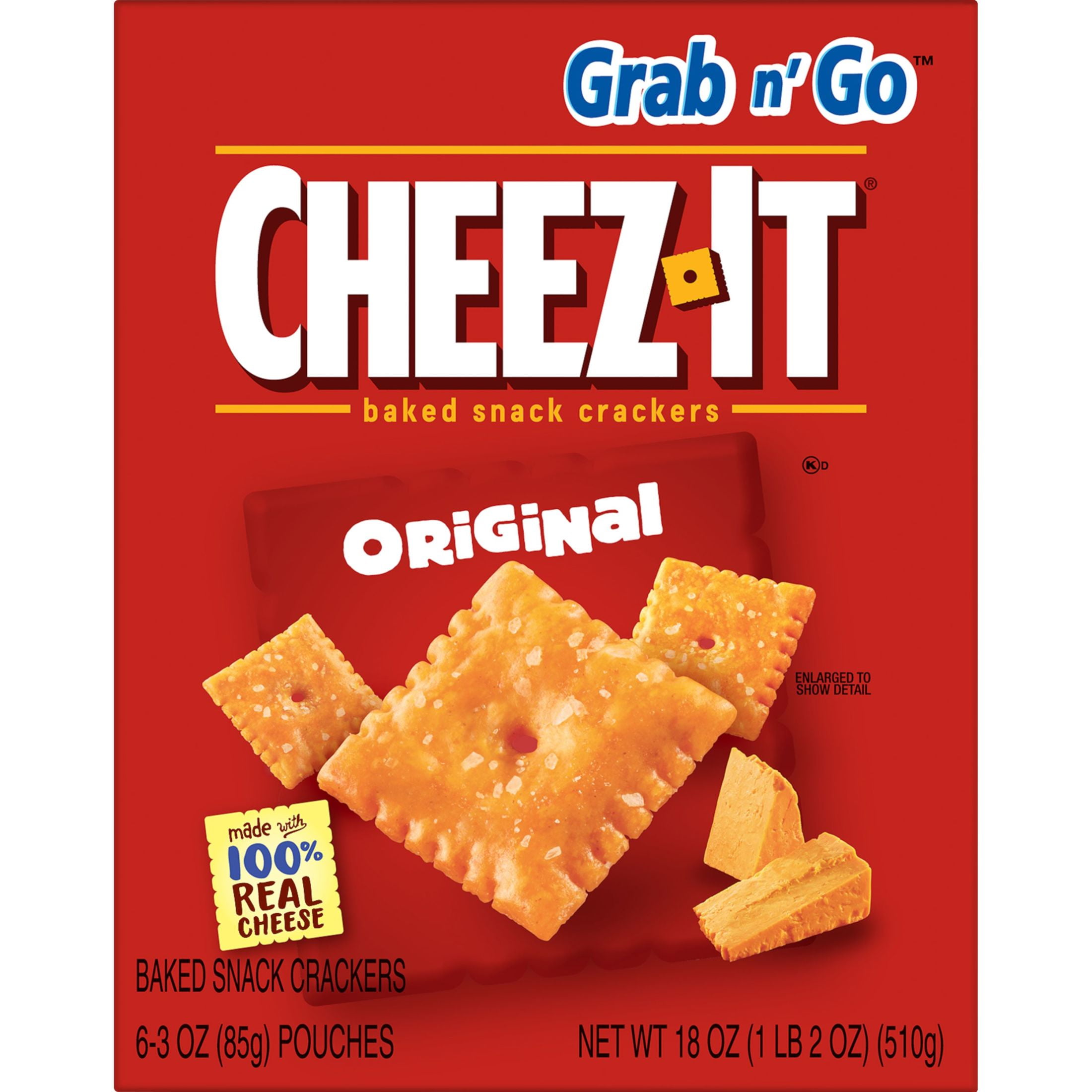 CHEEZ-IT ORIGINAL CHEESE CRACKERS BAKED SNACK 6 COUNT PACK