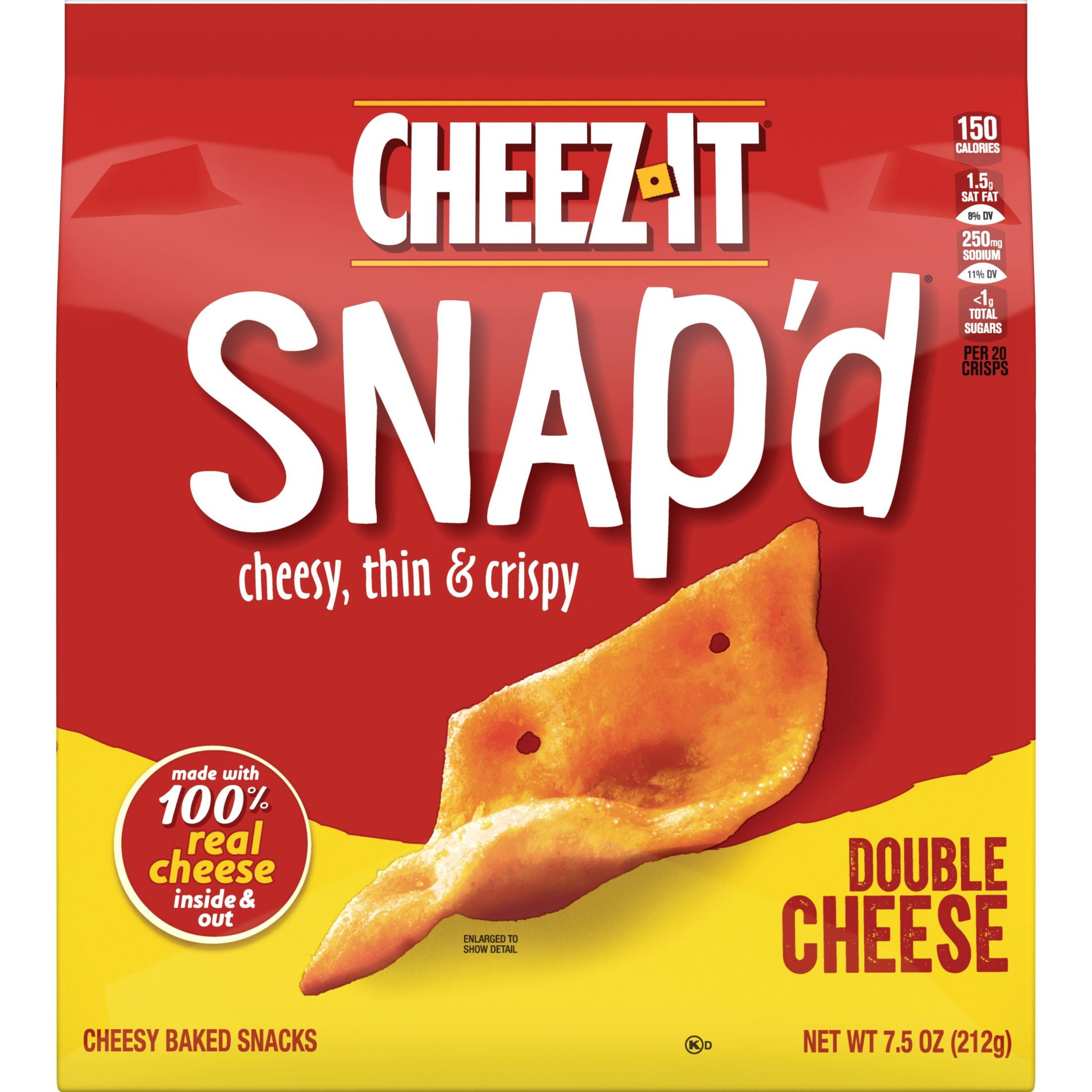 Cheez-It Snap'd Double Cheese Cracker Chips Thin Crisps 7.5 oz 2 Pack