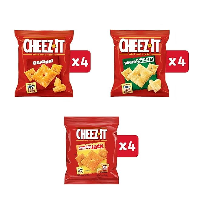 Cheez-It Cheese Crackers Baked Snack Variety Pack Lunch Snacks 12.1oz Box 12 Packs