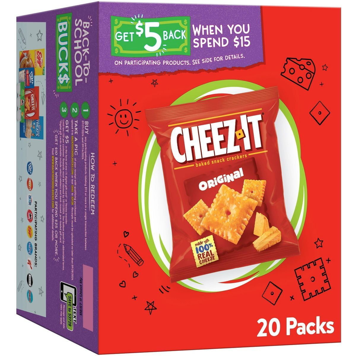 Cheez-It Original Baked Snack Crackers 1oz 20ct