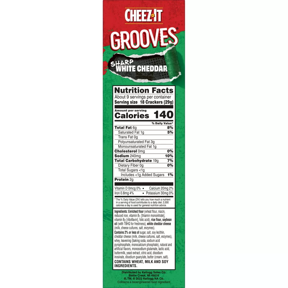 Cheez-It Grooves Sharp White Cheddar Crackers 9oz Pack of 2