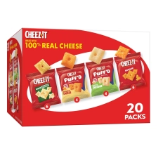 CHEEZ-IT CHEESE CRACKERS BAKED SNACK VARIETY PACK 17.72OZ BOX 20 POUCHES FOR OFFICE KIDS SNACKS