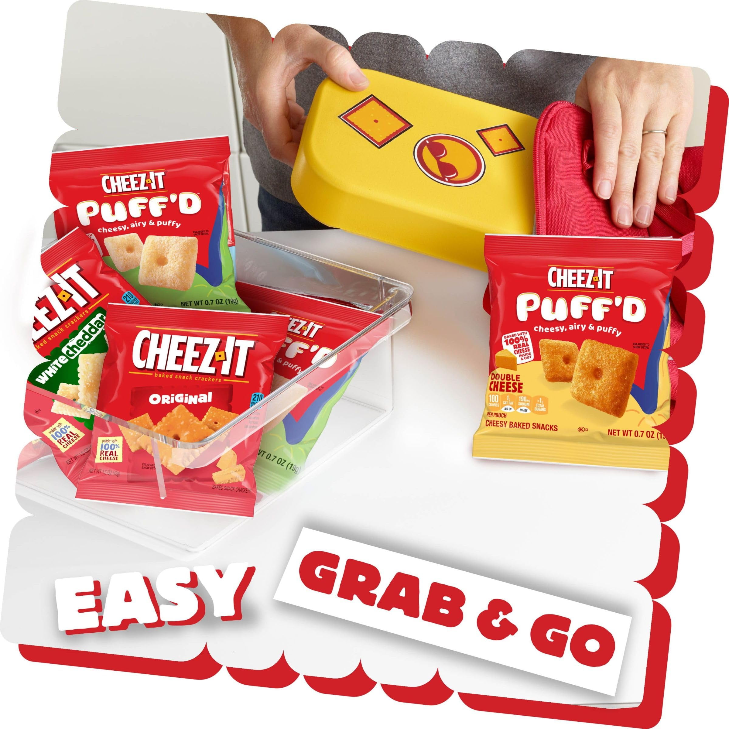 CHEEZ-IT CHEESE CRACKERS BAKED SNACK VARIETY PACK 17.72OZ BOX 20 POUCHES FOR OFFICE KIDS SNACKS