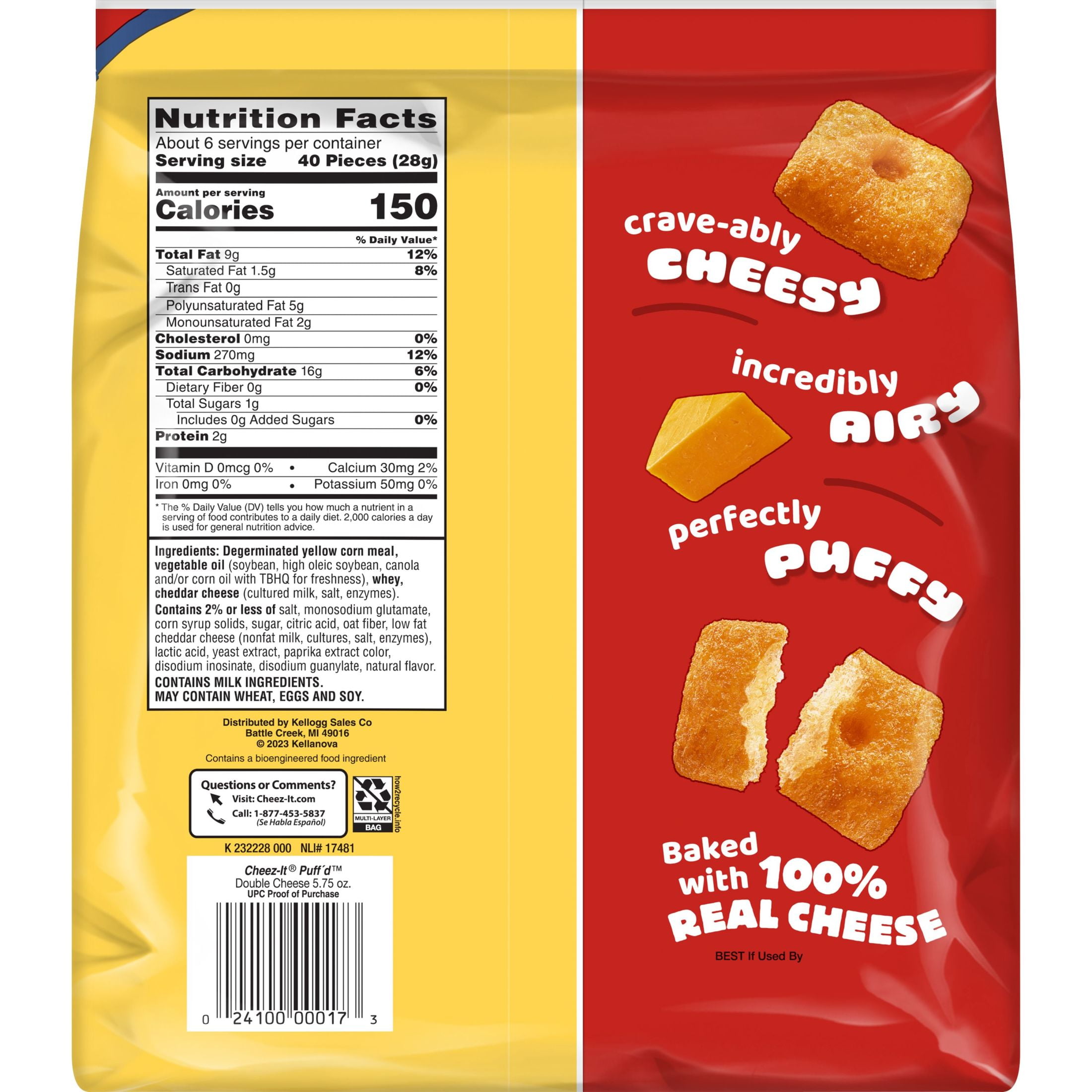 Cheez-It Puffd Double Cheese Cheesy Baked Snacks Puffed Snack Crackers 2PACK