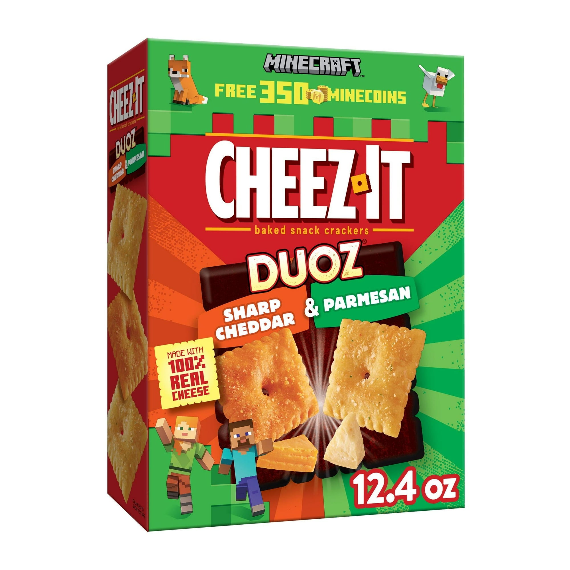 Cheez-It DUOZ Sharp Cheddar Parmesan Cheese Crackers 2-Pack Baked Snack 12.4 oz