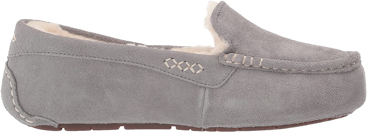 Ugg Women's Gray Padded Ansley Slip-On Leather Moccasins Shoes Size 7