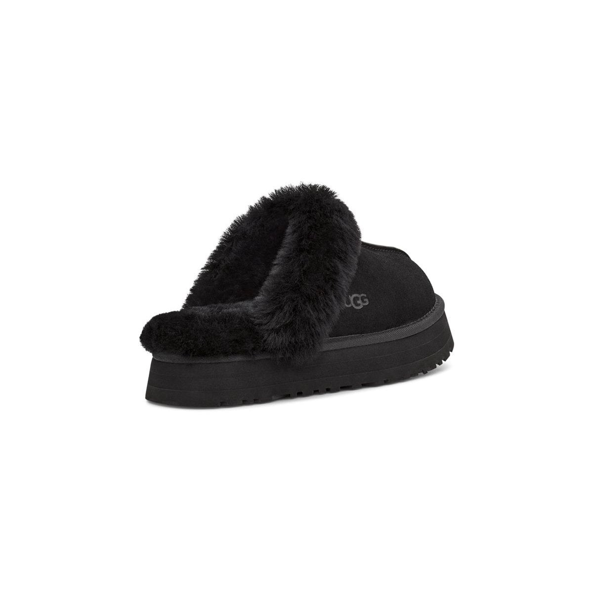 Ugg Disquette Leather Fur Lined Chunky Slide Slippers