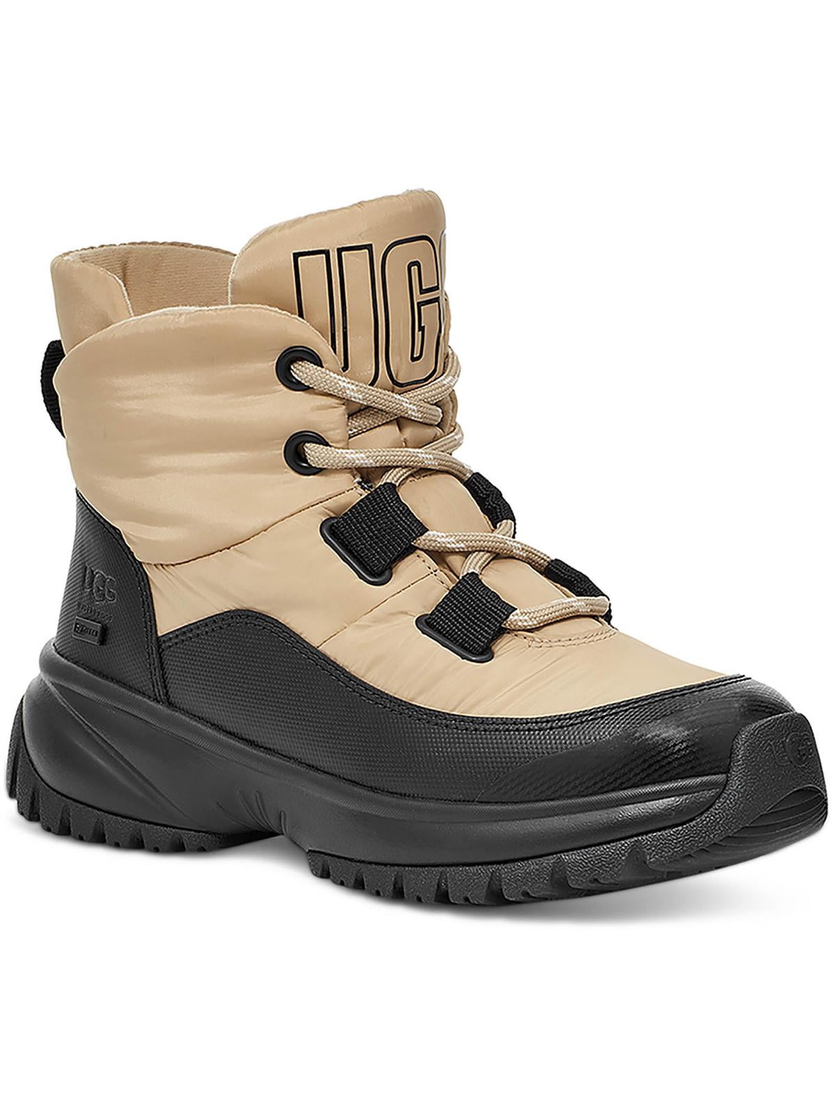 UGG WOMENS YOSE PUFFER LACE QUILTED FAUX FUR WINTER SNOW BOOTS