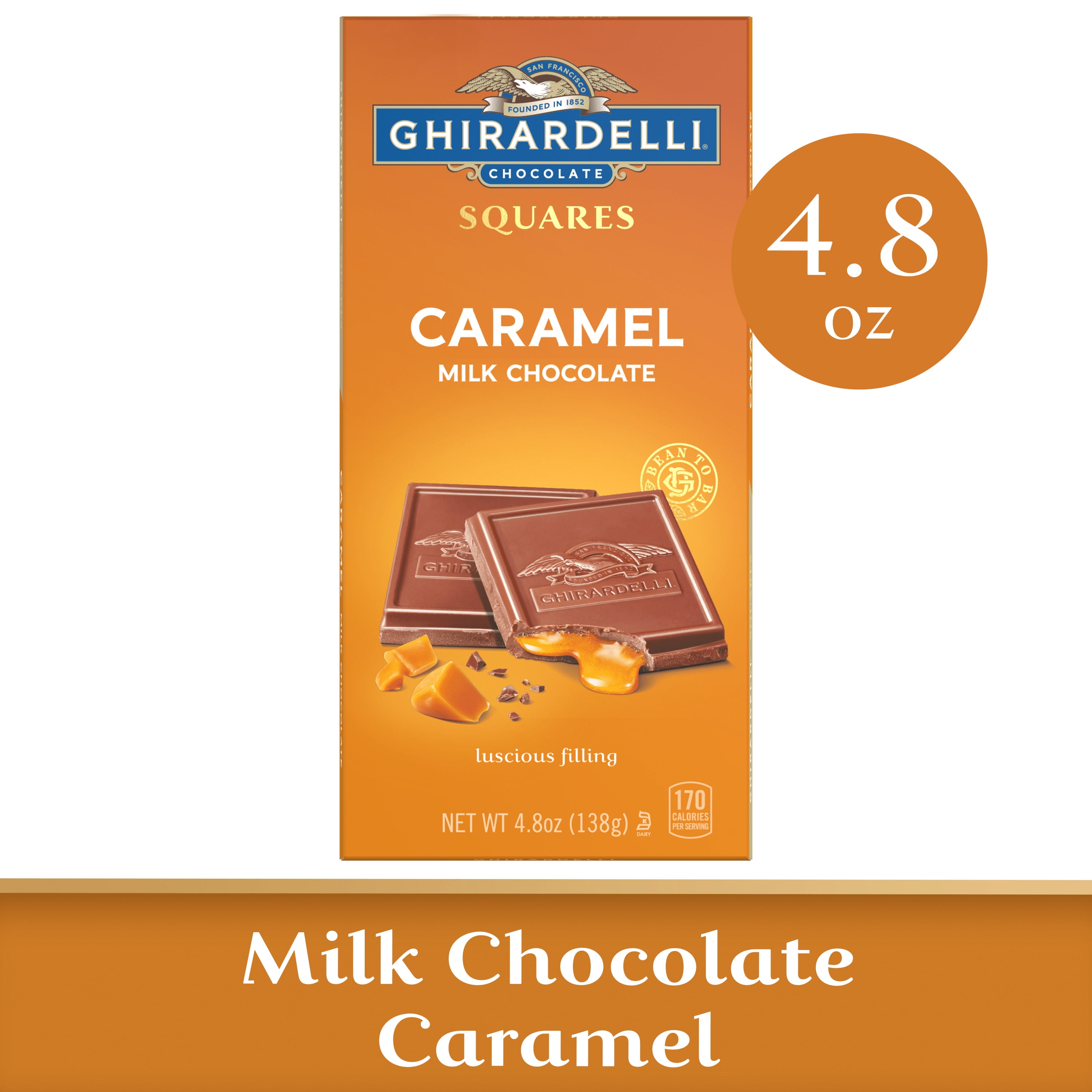 Ghirardelli Caramel Milk Chocolate Squares Bar 4.8 oz Bar