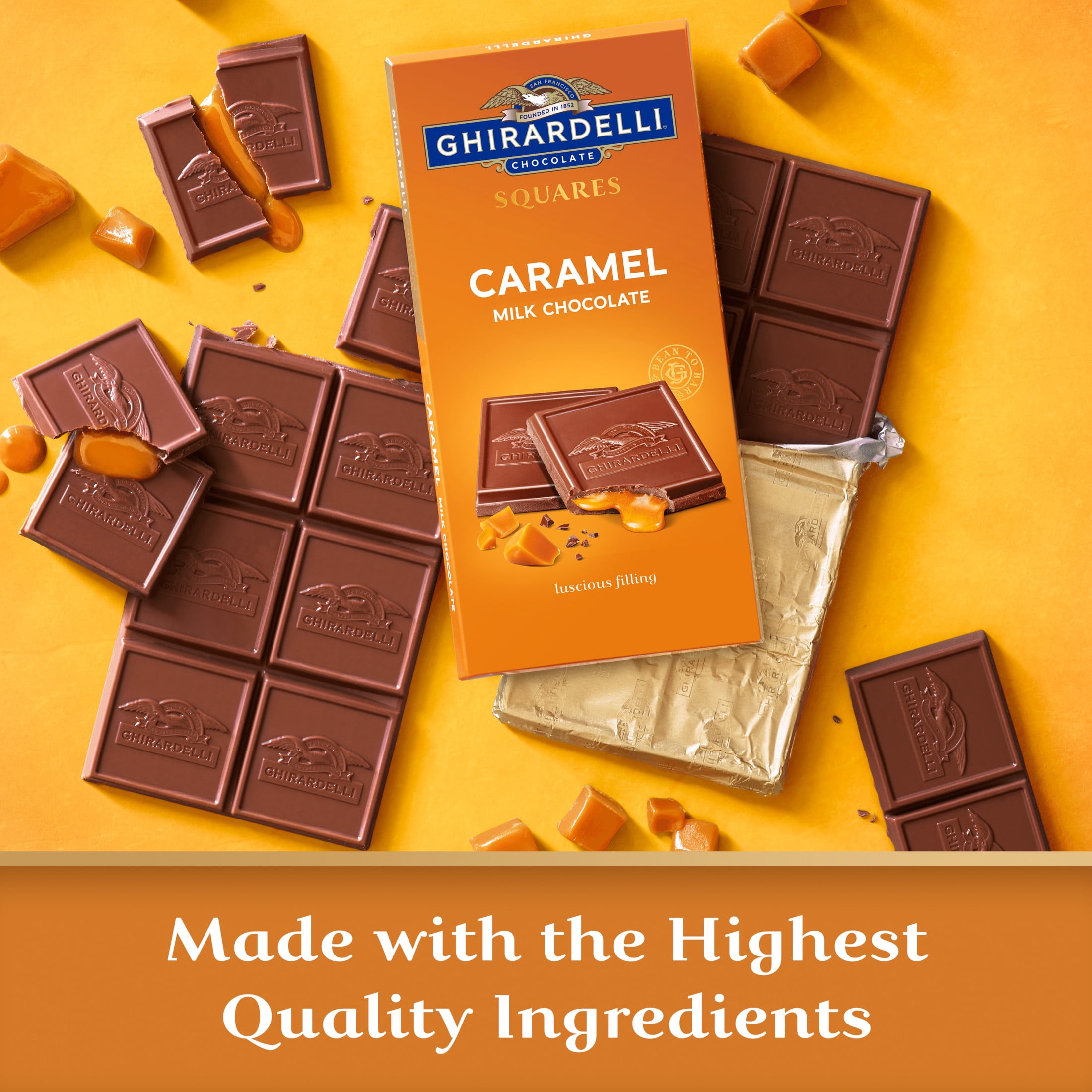 Ghirardelli Caramel Milk Chocolate Squares Bar 4.8 oz Bar