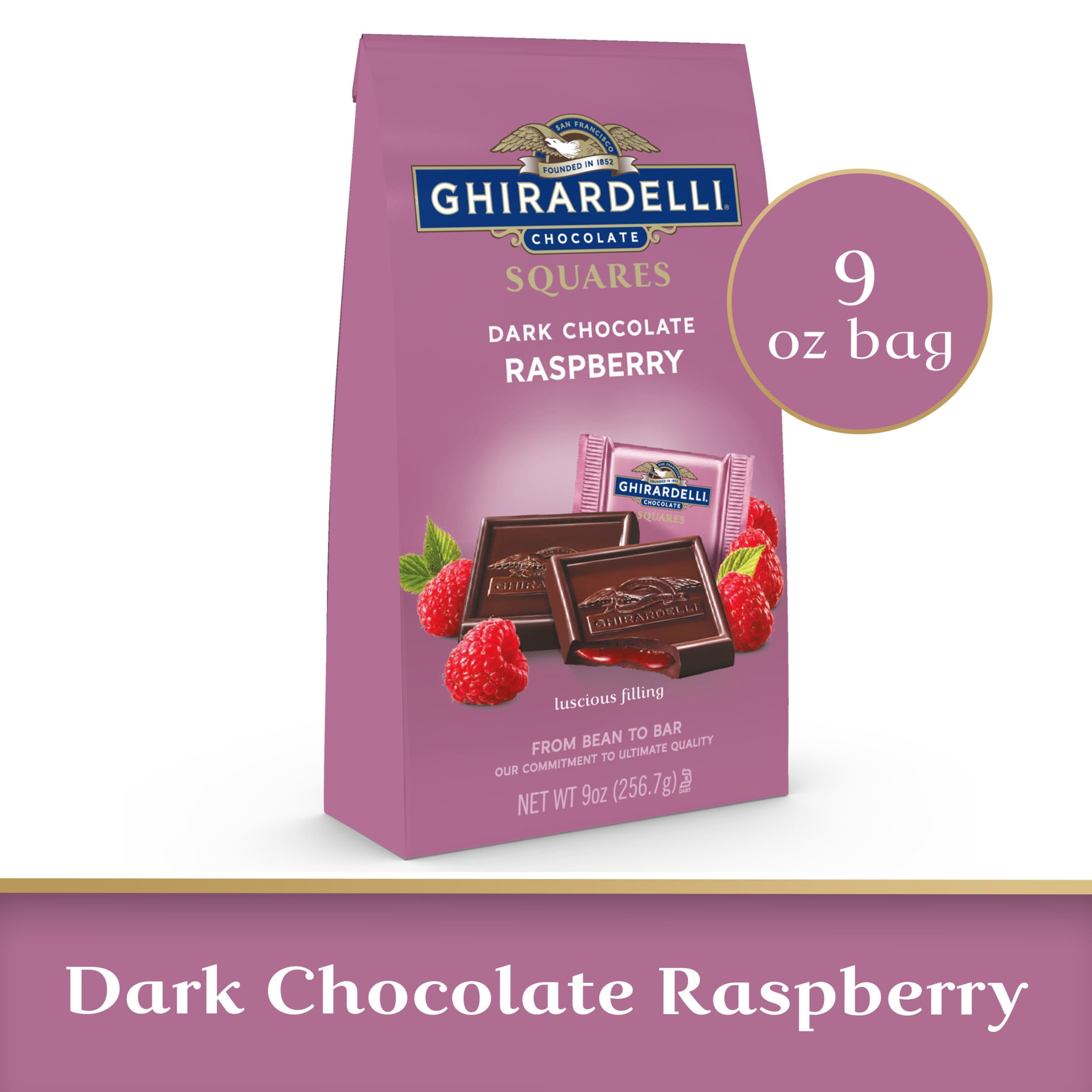 Ghirardelli Dark Chocolate Raspberry SQUARES 9 oz Bag