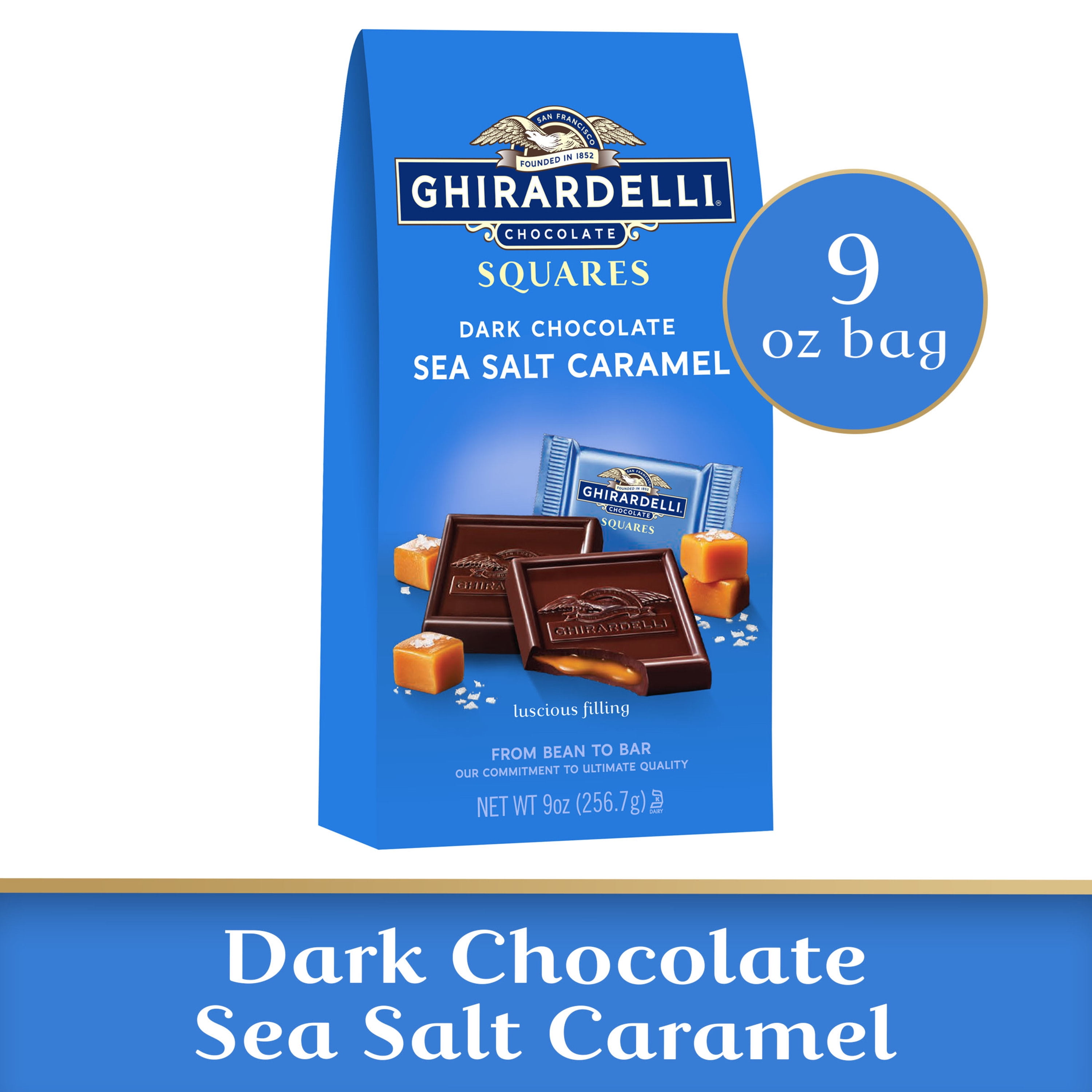 Ghirardelli Dark Chocolate Sea Salt Caramel Squares 9 oz Bag