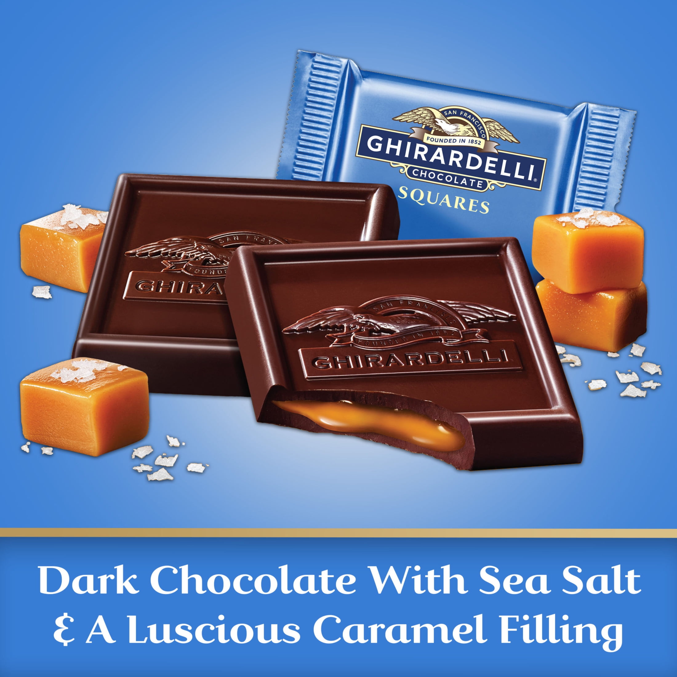 Ghirardelli Dark Chocolate Sea Salt Caramel Squares 9 oz Bag