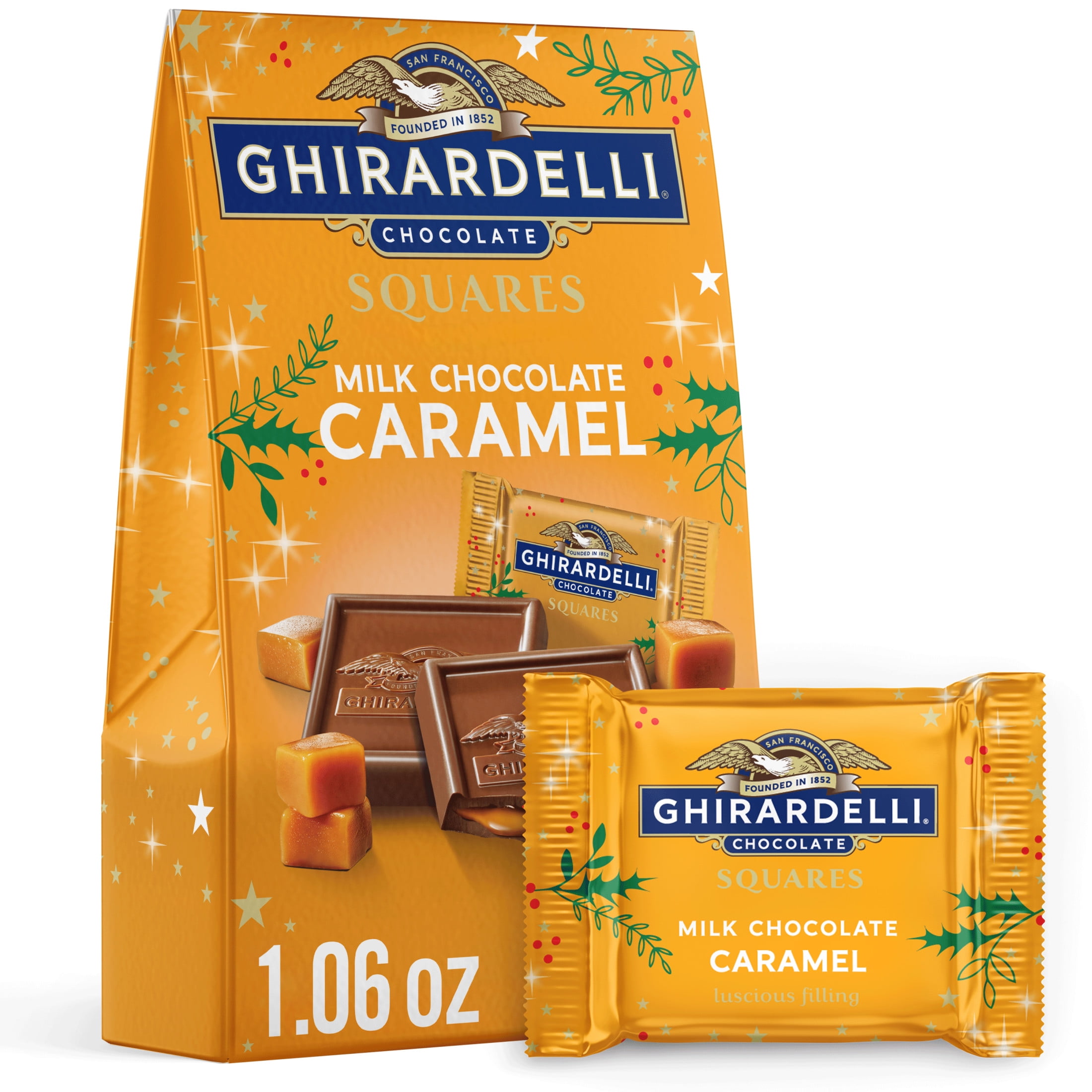 Ghirardelli Holiday Milk Chocolate Caramel Squares 1.06 oz Bag