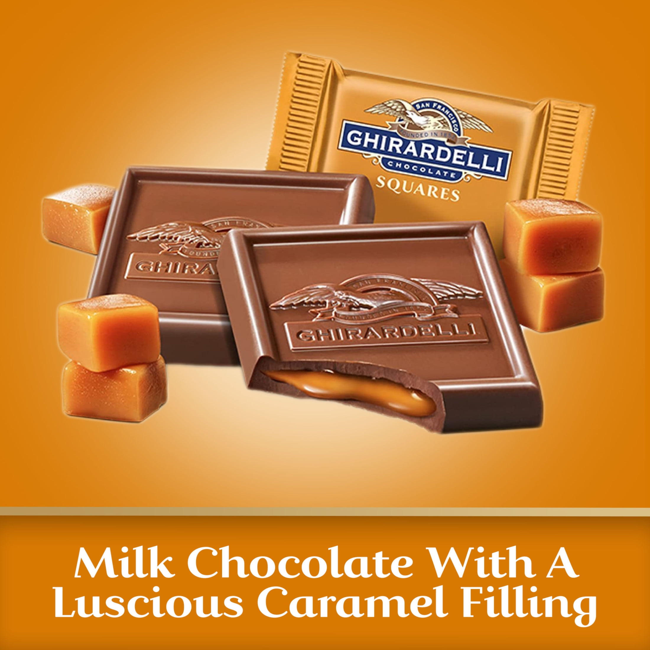 Ghirardelli Milk Chocolate Squares Caramel Filling 5.32 oz Bag