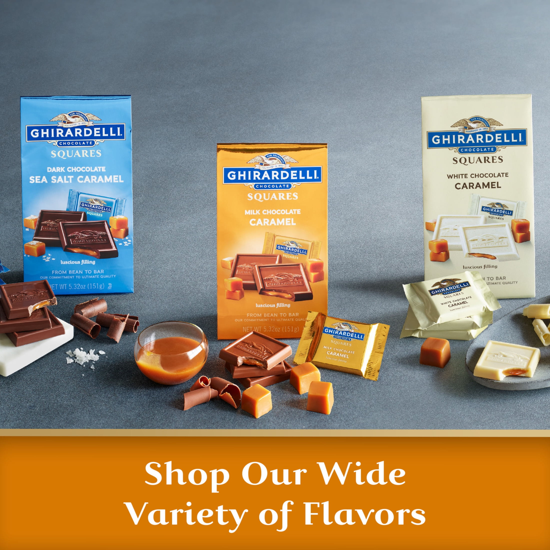 Ghirardelli Milk Chocolate Squares Caramel Filling 5.32 oz Bag