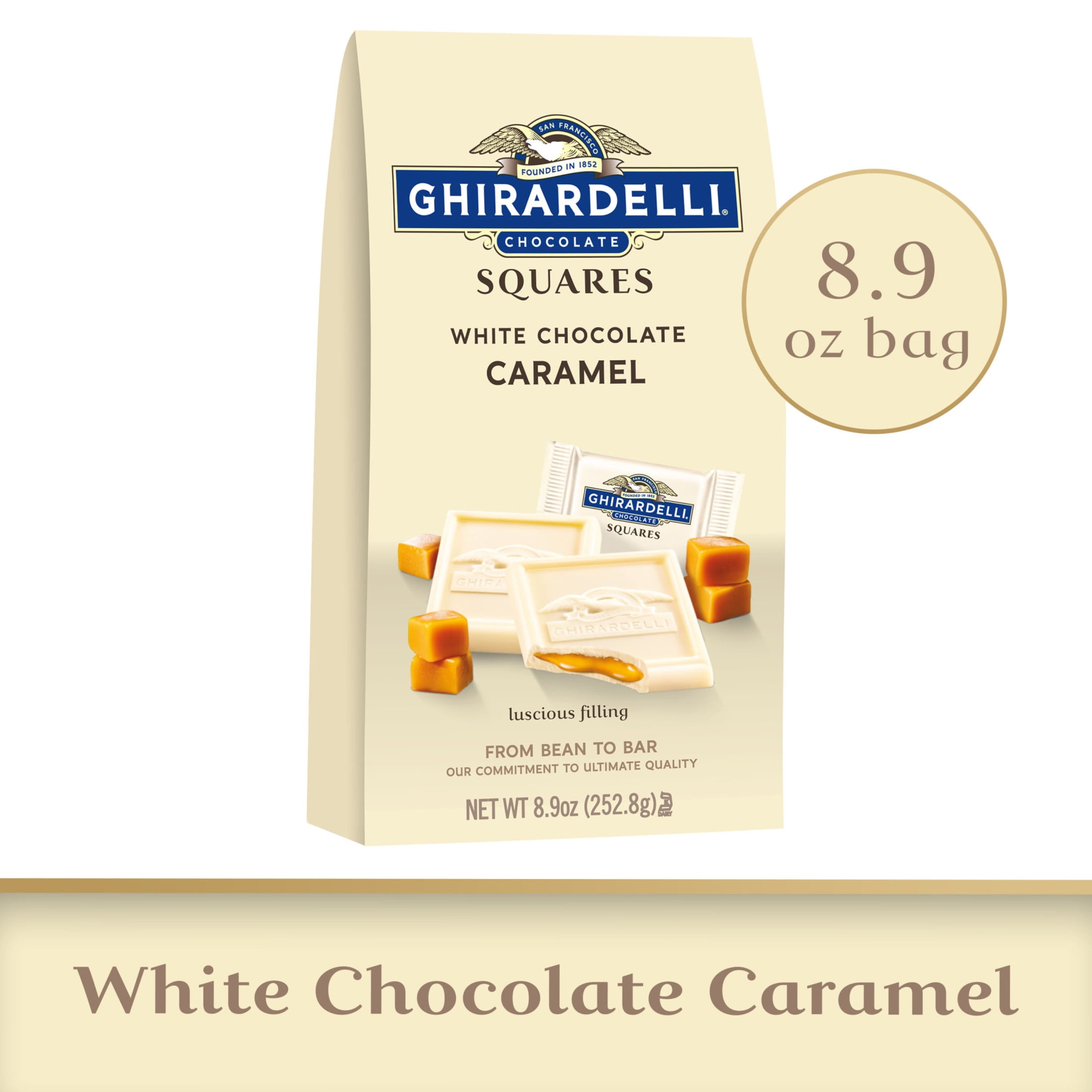 Ghirardelli White Chocolate Squares Caramel Filling 8.9 oz Bag