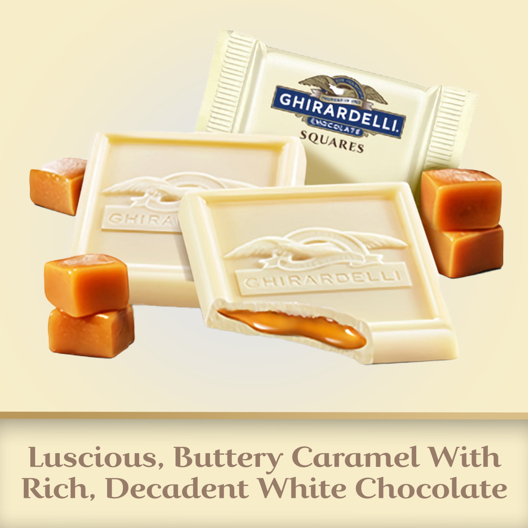 Ghirardelli White Chocolate Squares Caramel Filling 8.9 oz Bag