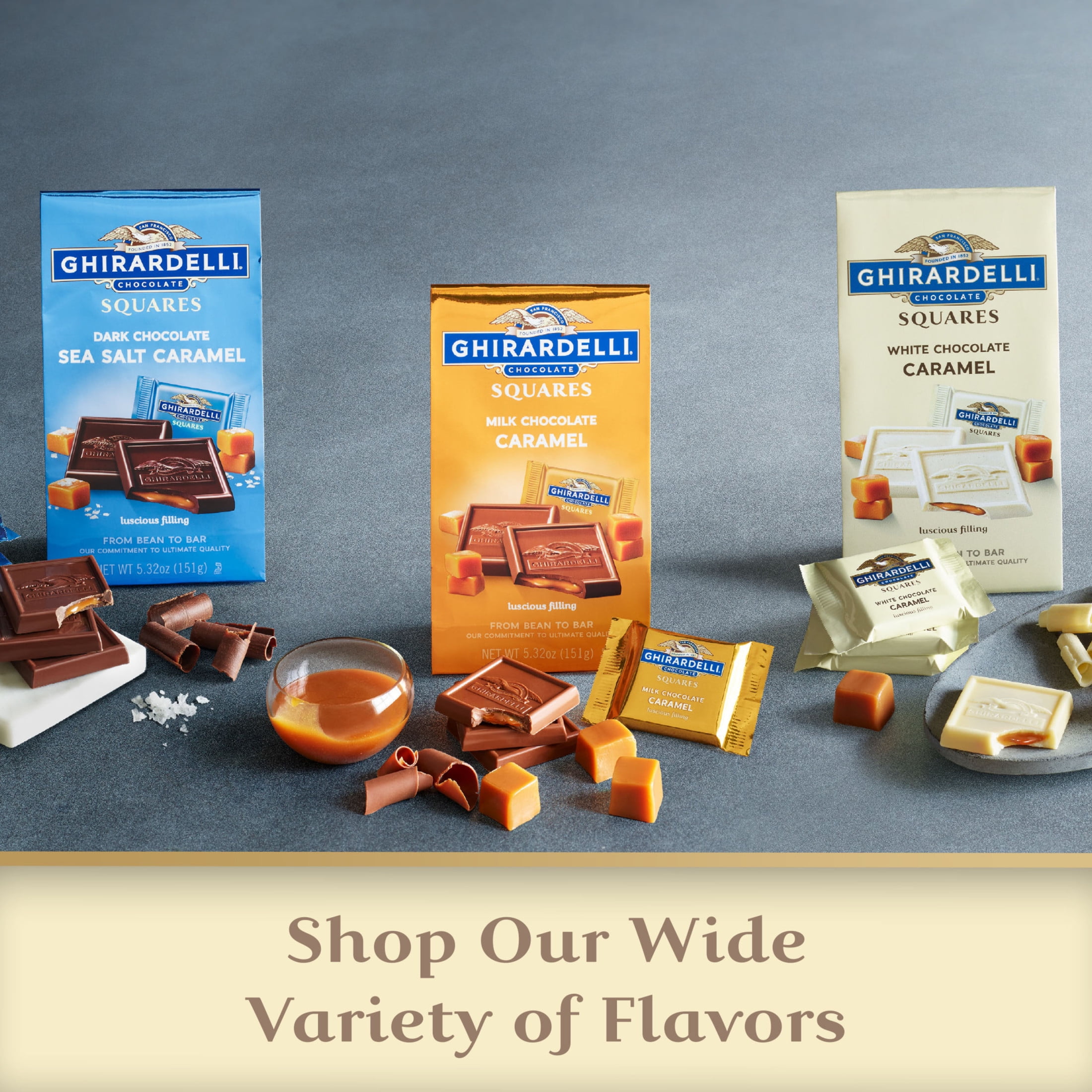 Ghirardelli White Chocolate Squares Caramel Filling 8.9 oz Bag