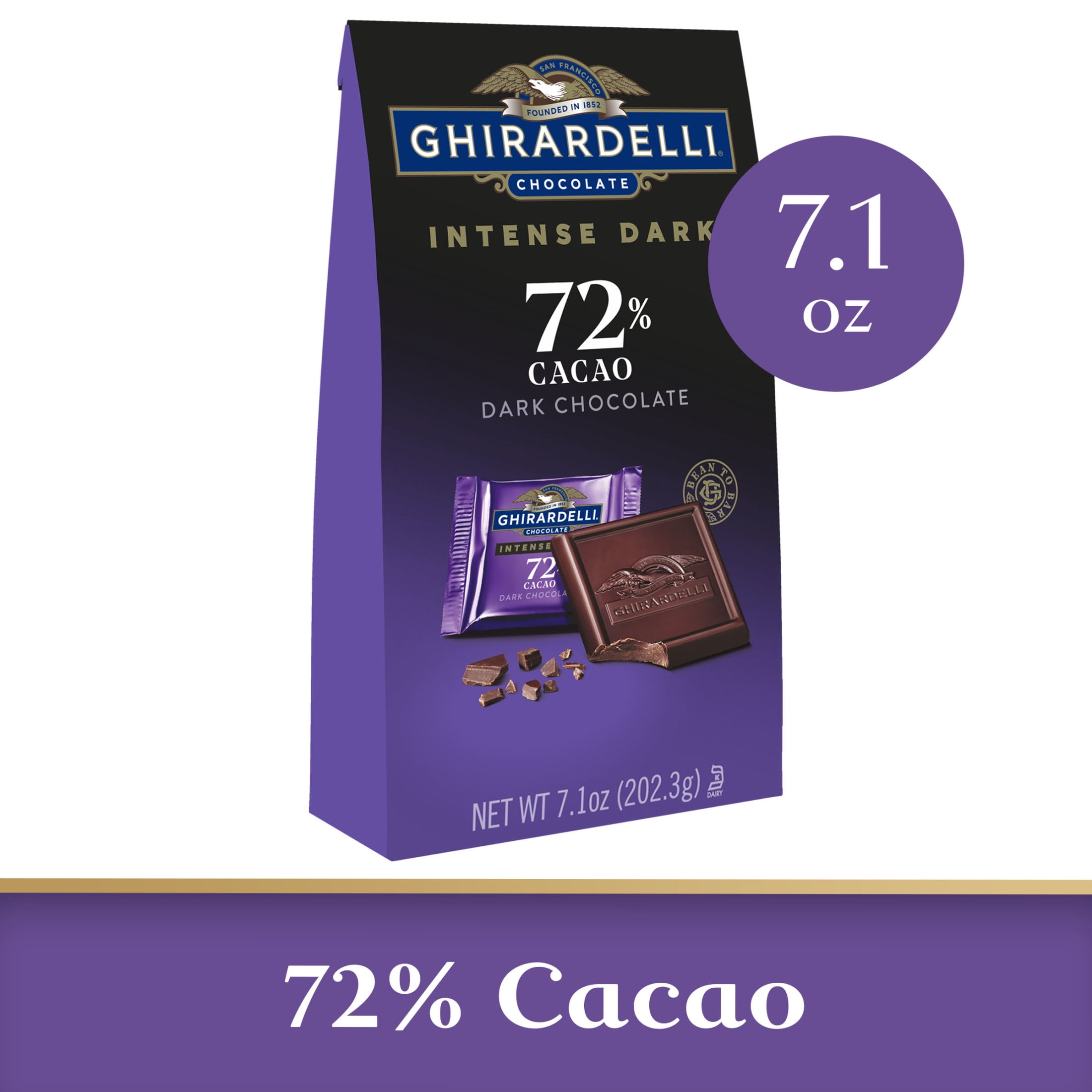 Ghirardelli Intense Dark Chocolate Squares 72 Percent Cacao 7.1 oz Bag