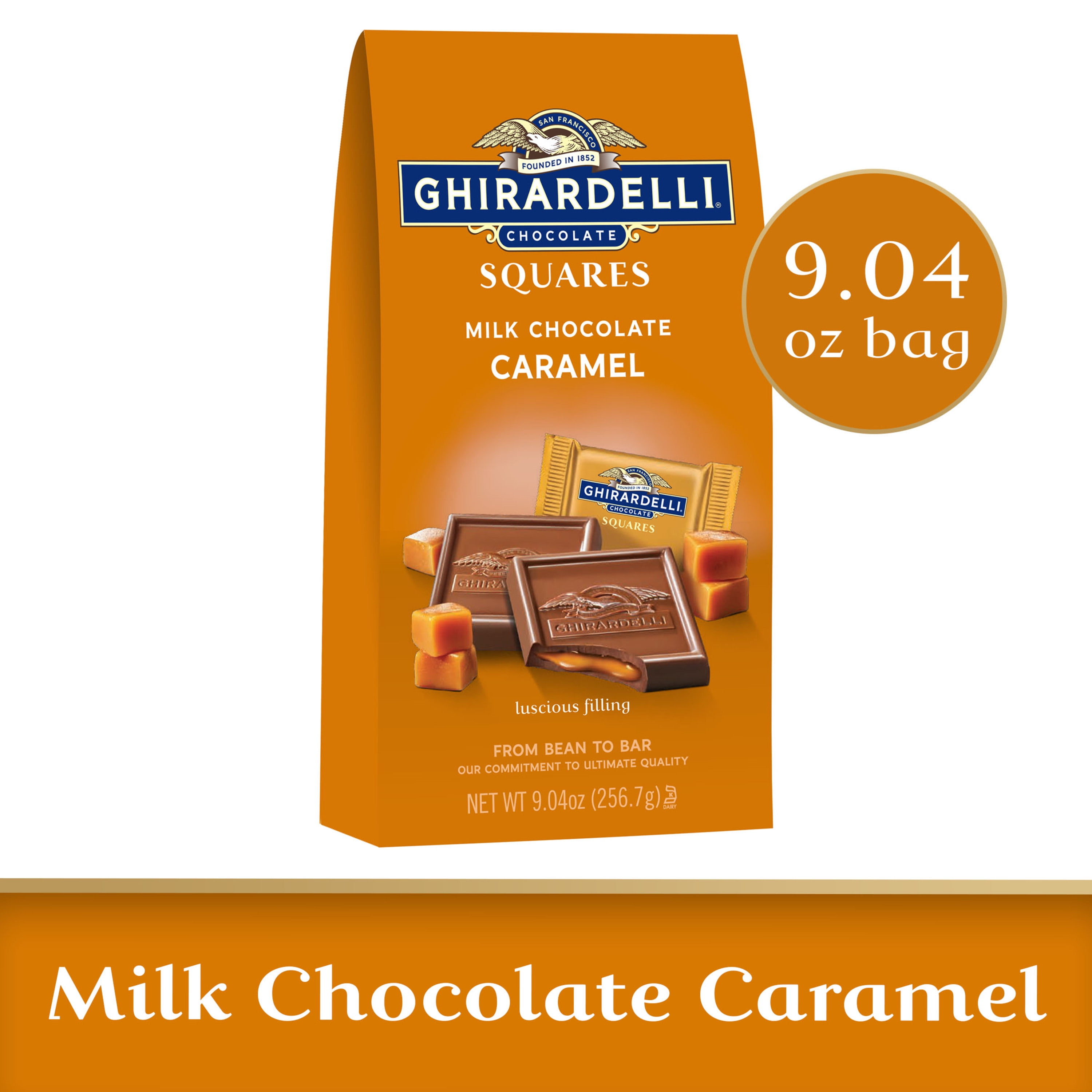 Ghirardelli Milk Chocolate Squares Caramel Filling 9.04 oz Bag