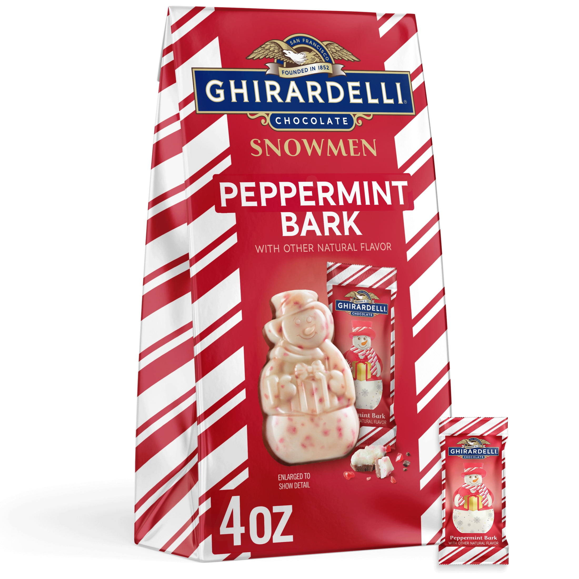 Ghirardelli Peppermint Bark Snowmen 4 OZ Bag for Christmas Treats