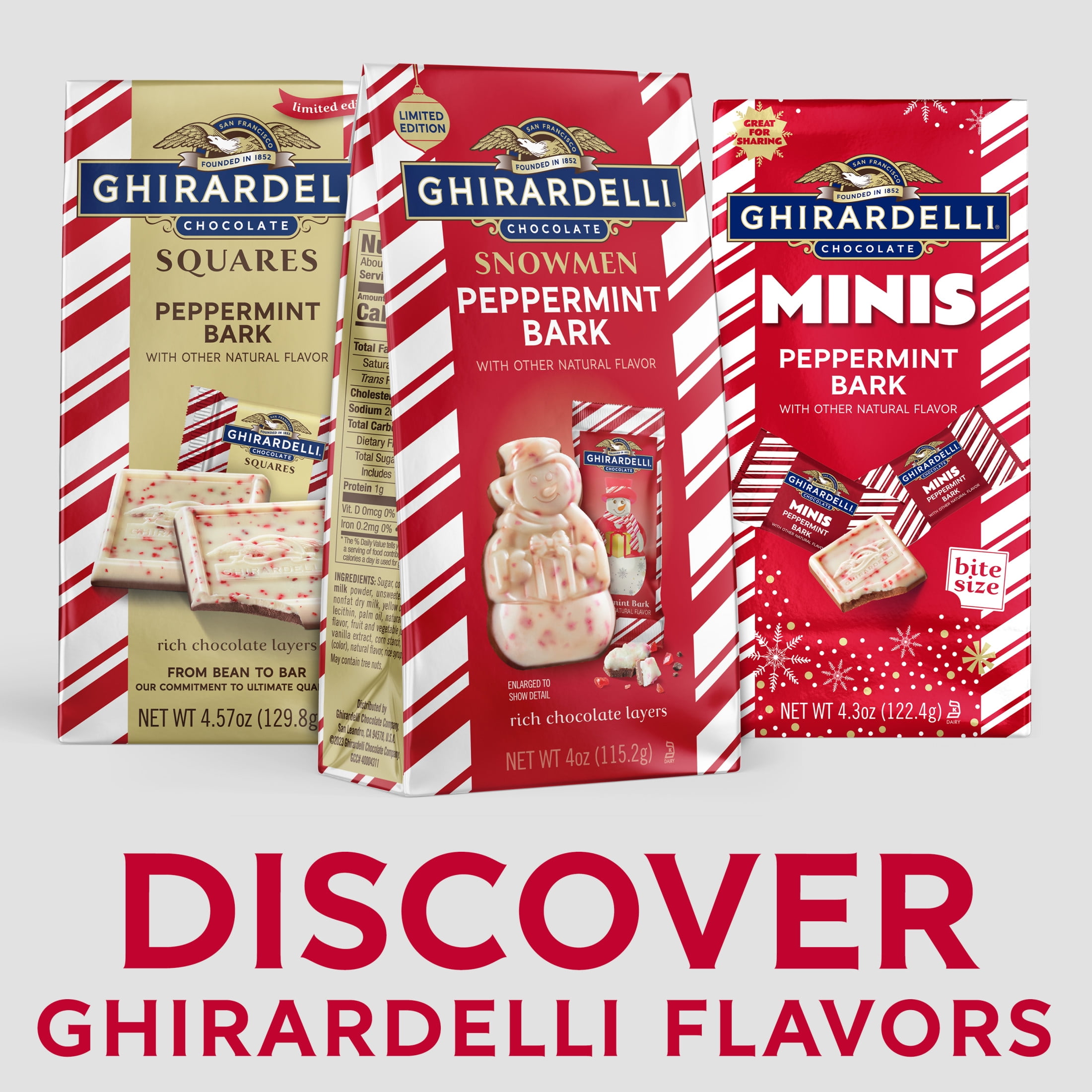 Ghirardelli Peppermint Bark Snowmen 4 OZ Bag for Christmas Treats