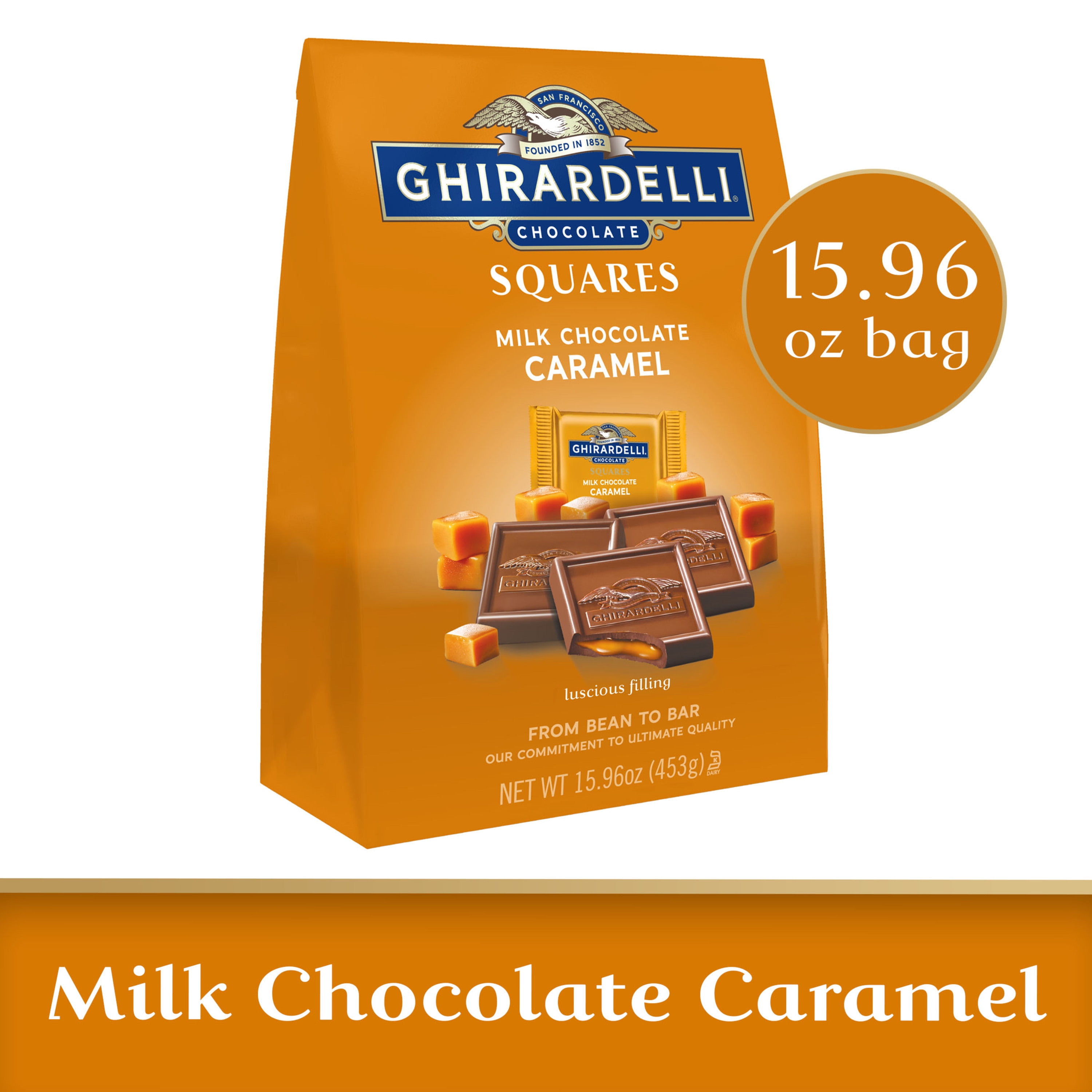 Ghirardelli  Milk Chocolate Squares Caramel Filling 15.96 oz Bag