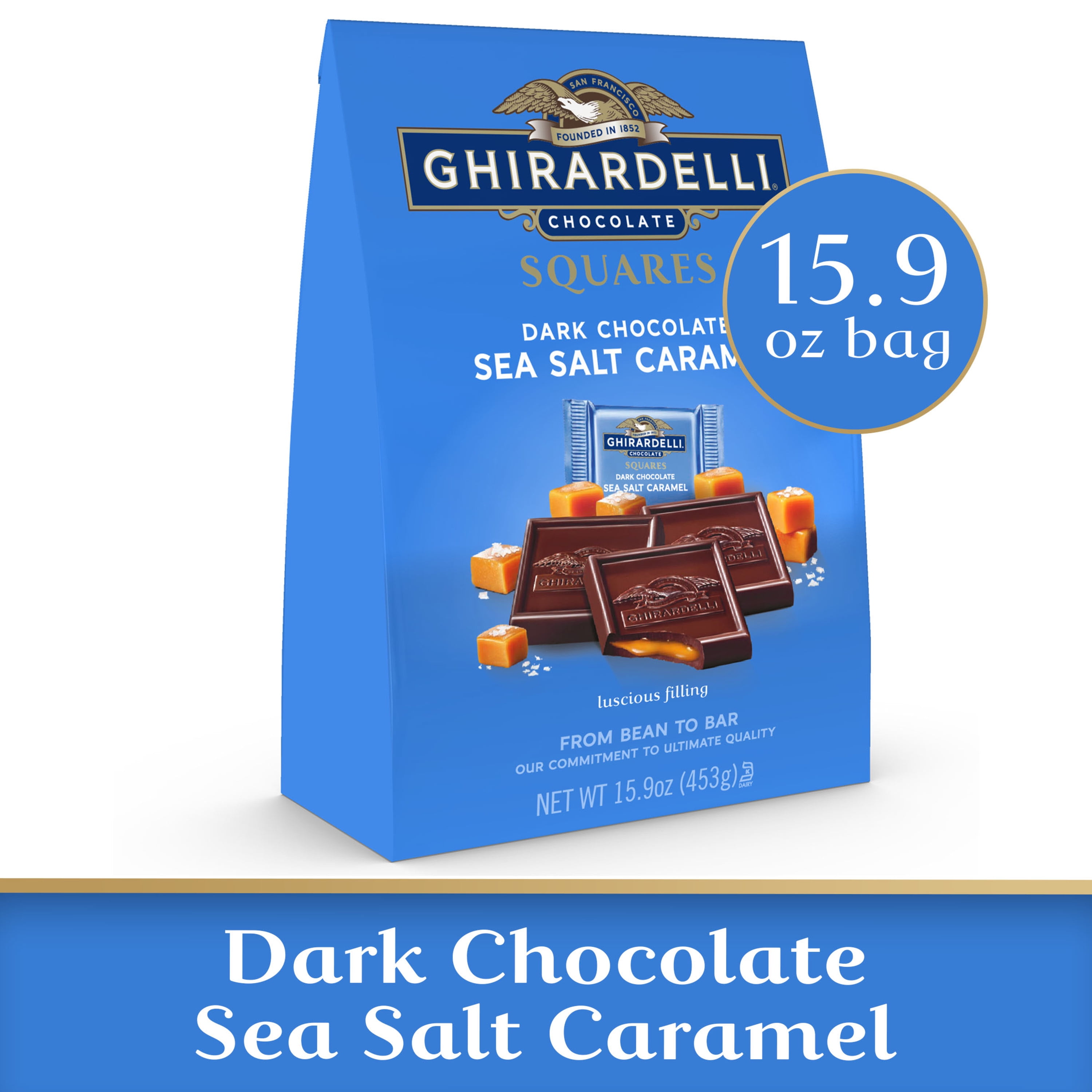 Ghirardelli Dark Chocolate Sea Salt Caramel Squares 15.9 Oz Bag