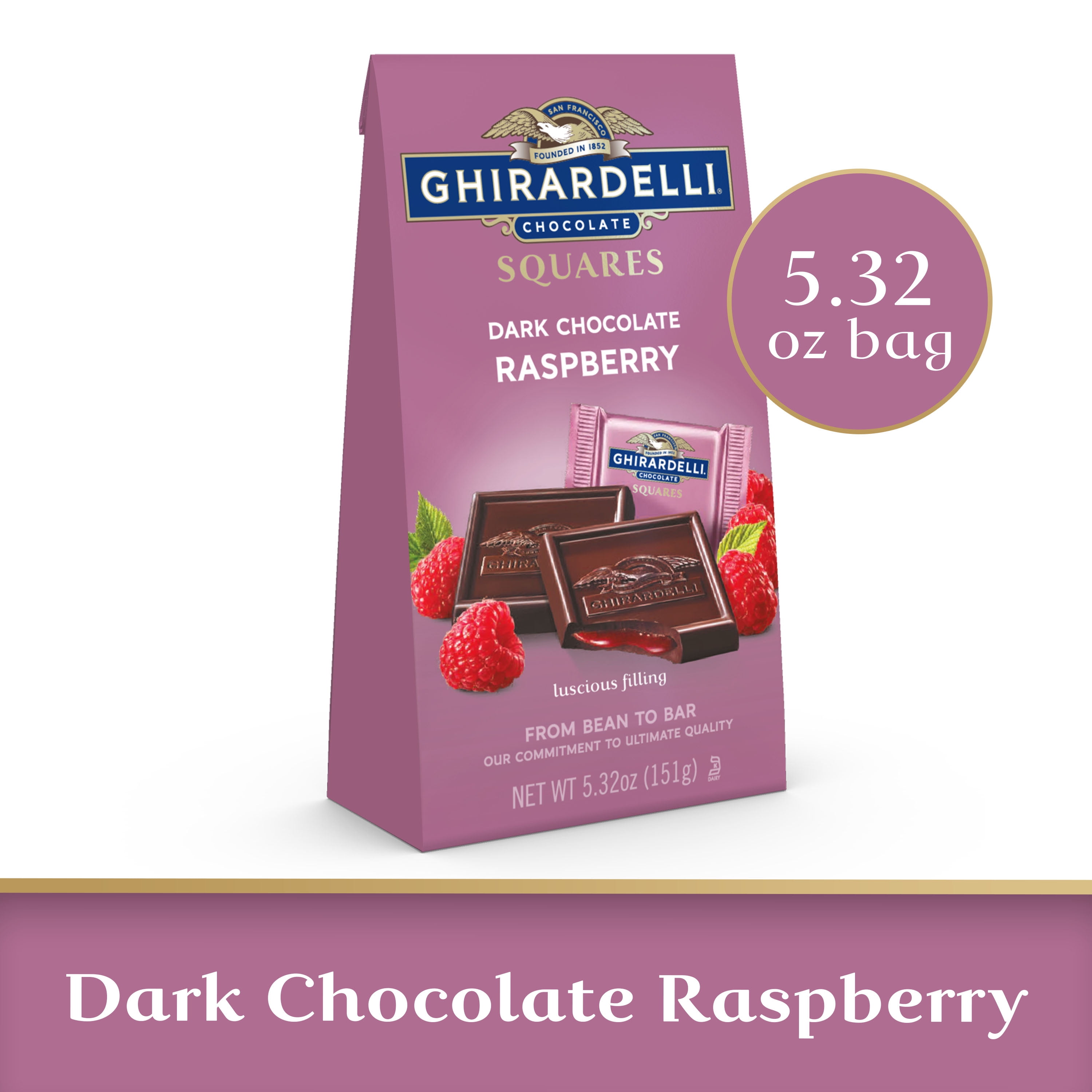 Ghirardelli Dark Chocolate Raspberry Squares 5.32 oz Bag