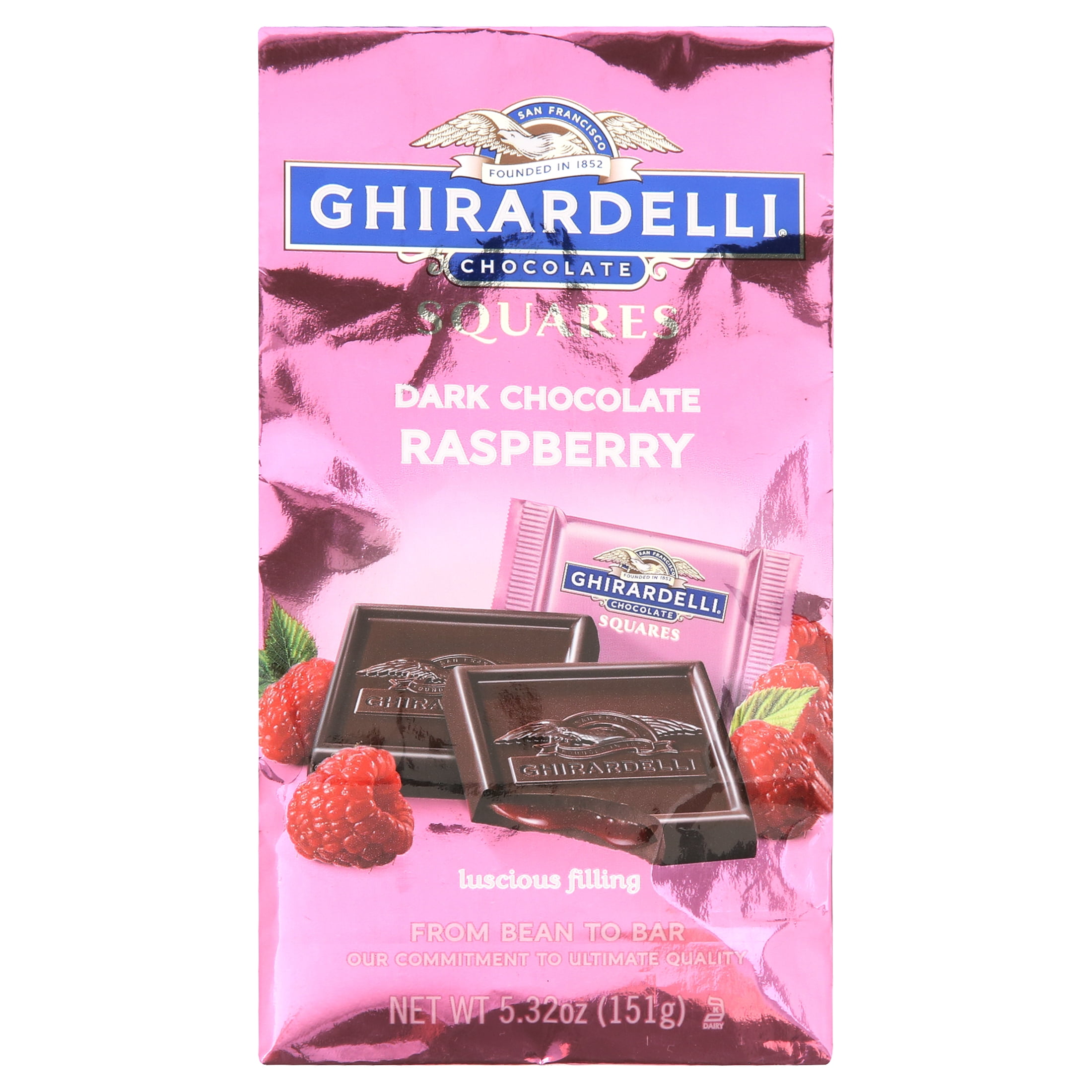 Ghirardelli Dark Chocolate Raspberry Squares 5.32 oz Bag