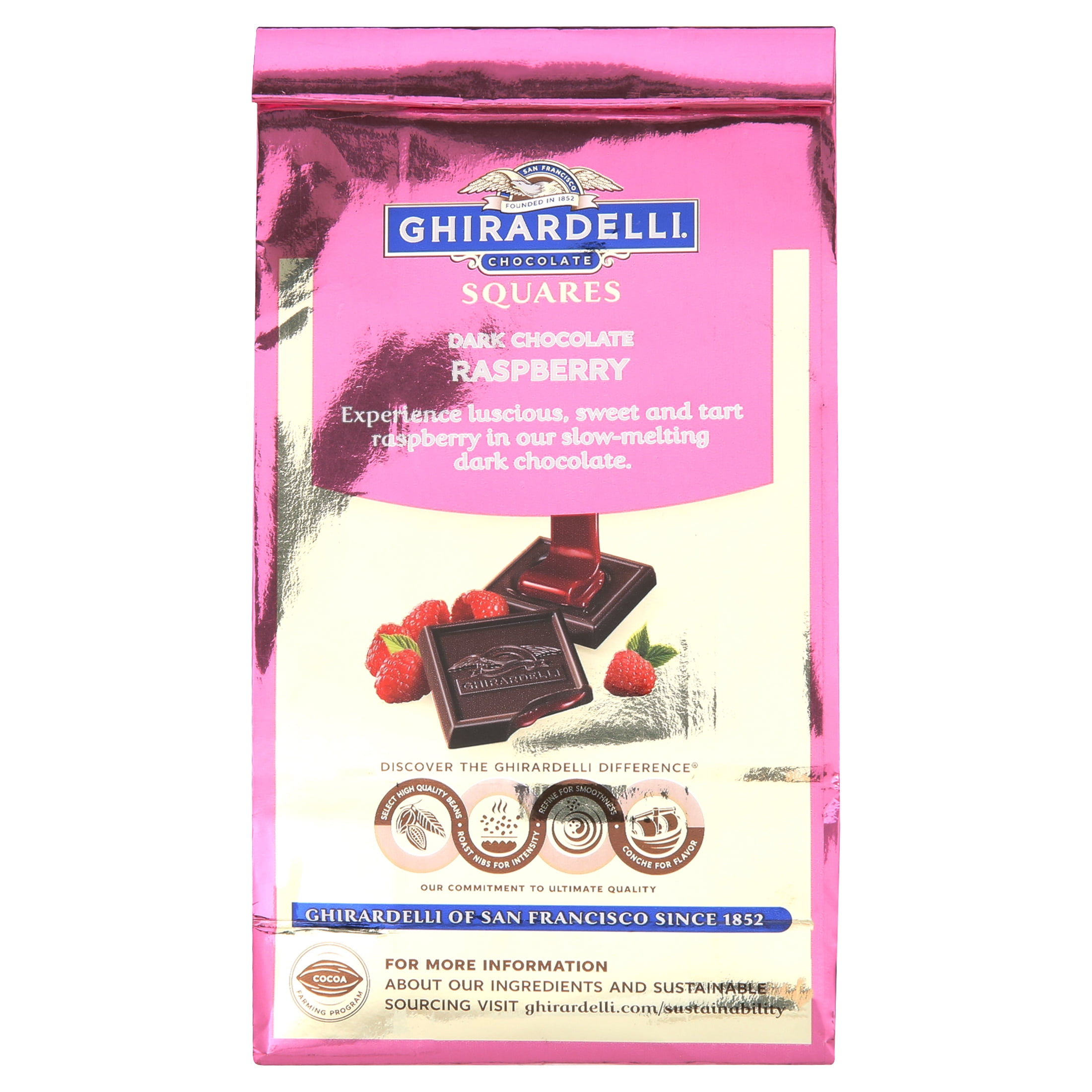 Ghirardelli Dark Chocolate Raspberry Squares 5.32 oz Bag