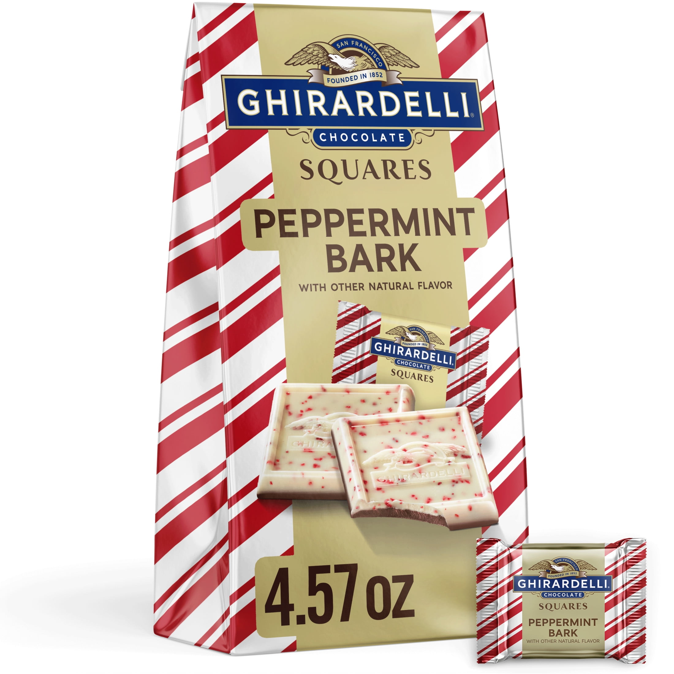 Ghirardelli Peppermint Bark Chocolate Squares 4.57 oz Bag